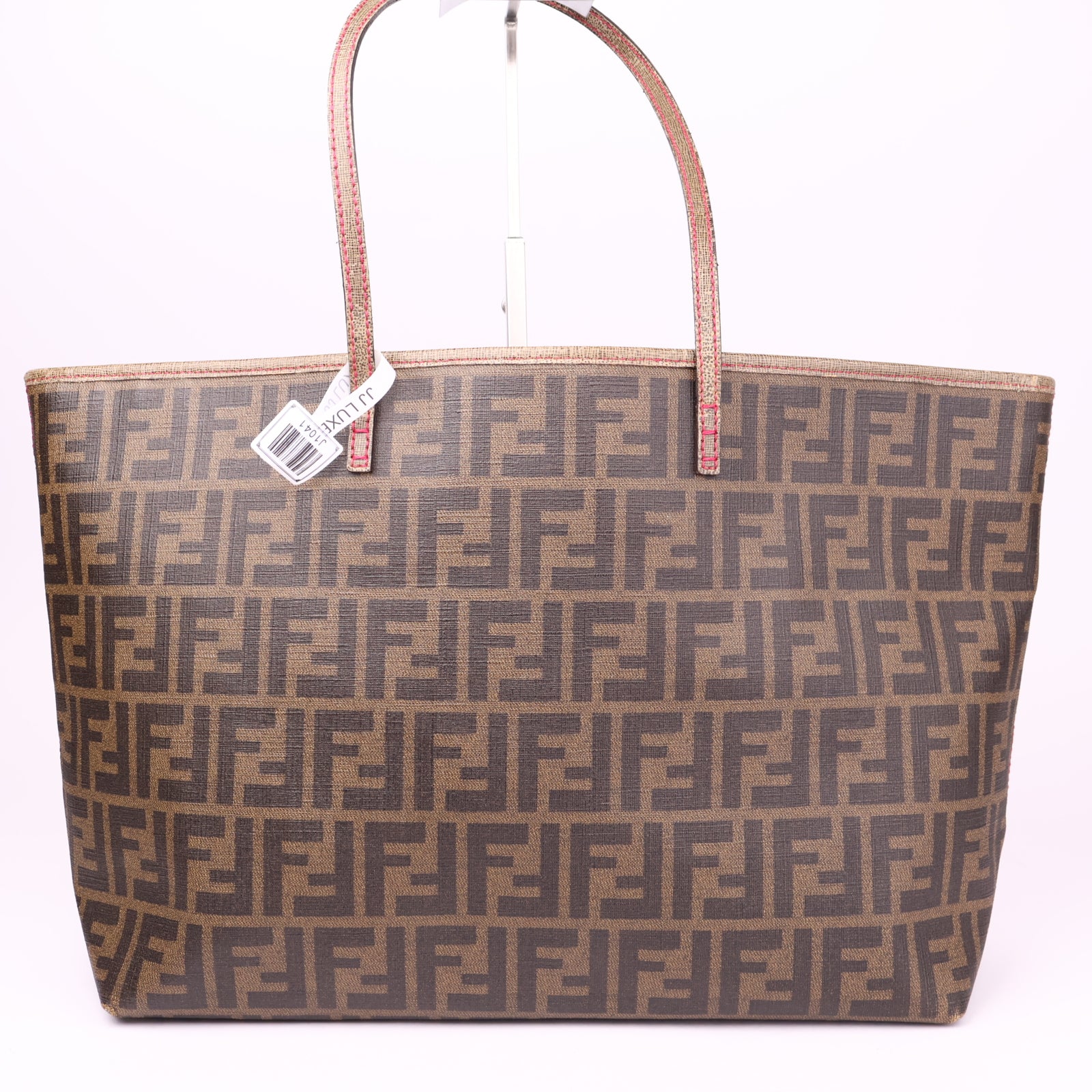 J1041 Fendi Roll Tote Quilted Zucca Canvas Brown- Pre Owned