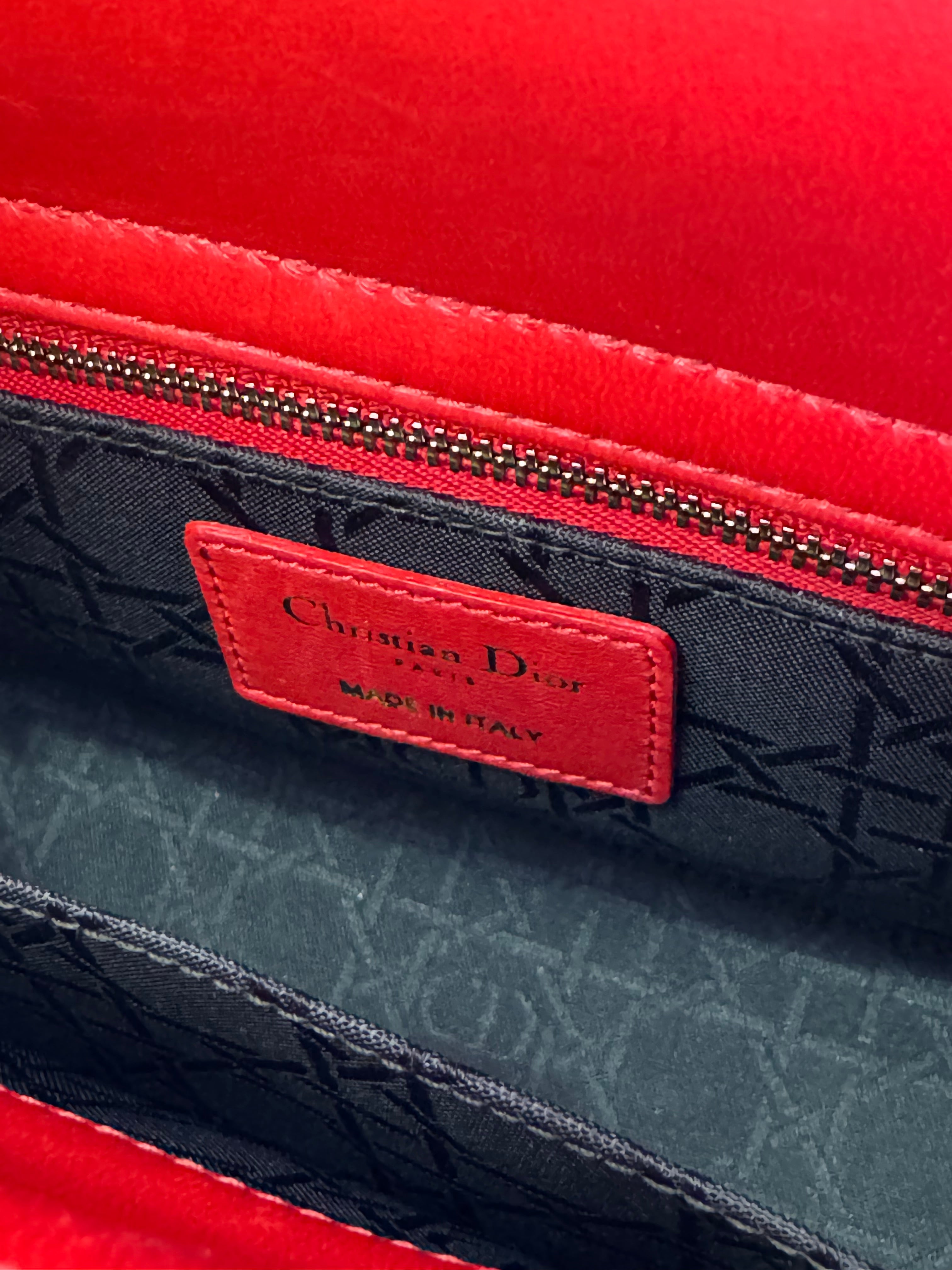 PRE OWNED-Dior 4-grid lady leather handbag
