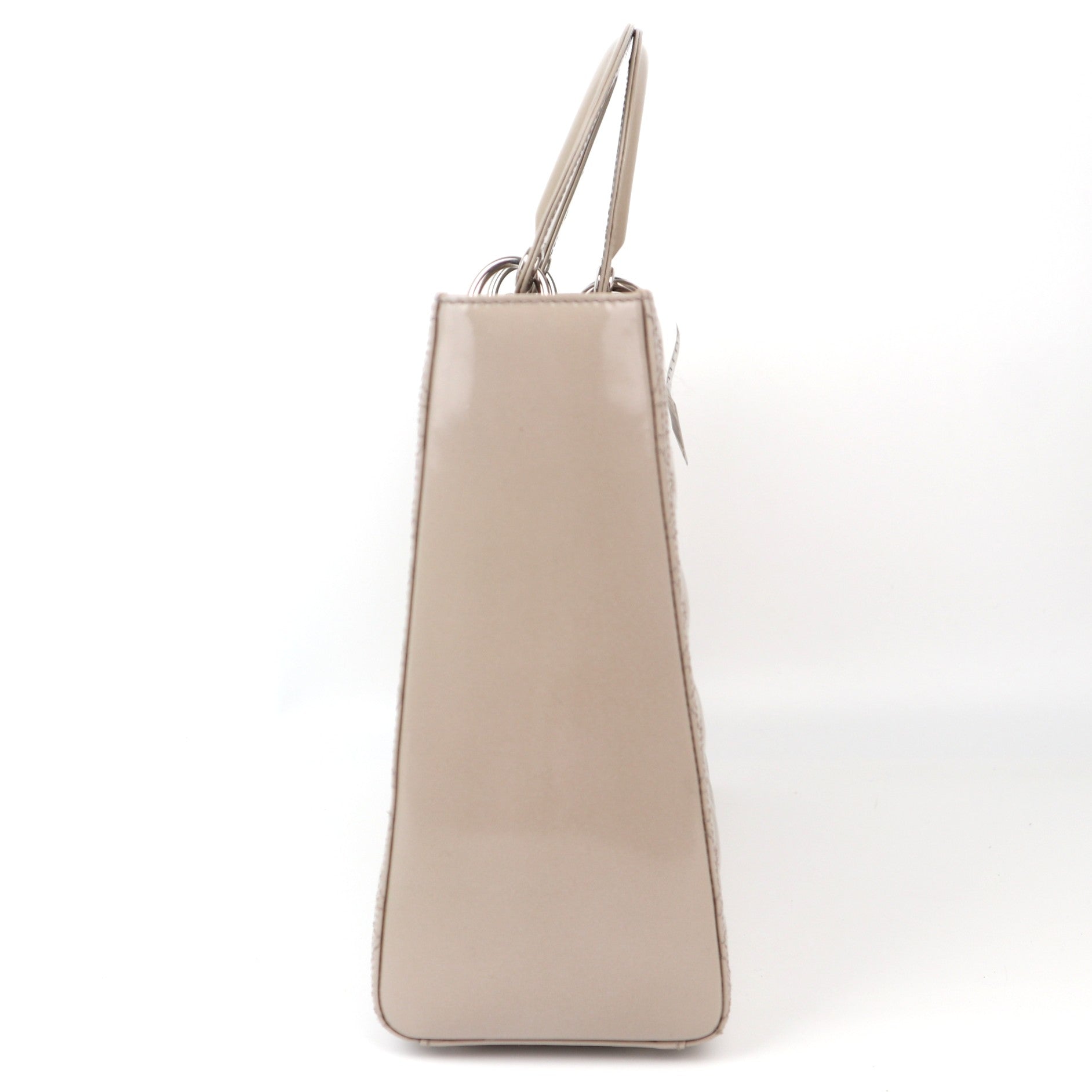 C1264 Dior Large Lady Dior Grey Patent Leather Bag-Pre Owned