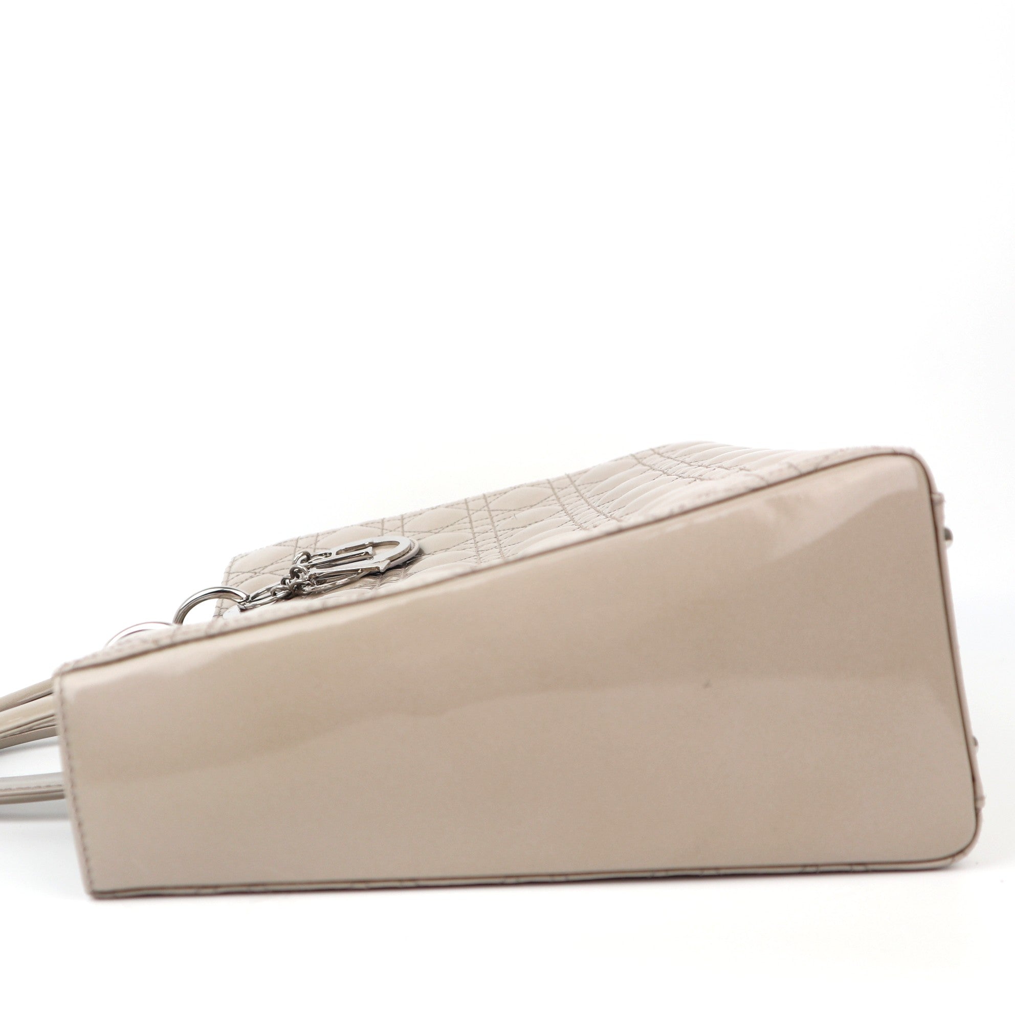 C1264 Dior Large Lady Dior Grey Patent Leather Bag-Pre Owned