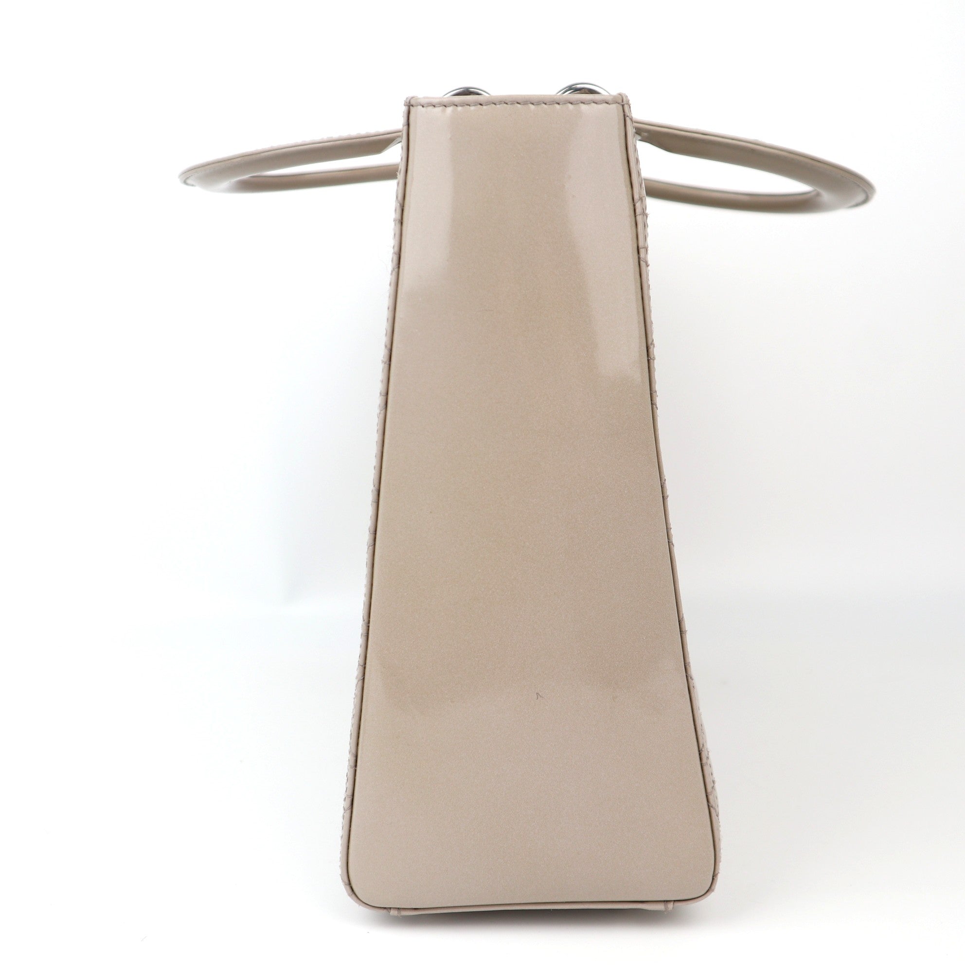 C1264 Dior Large Lady Dior Grey Patent Leather Bag-Pre Owned