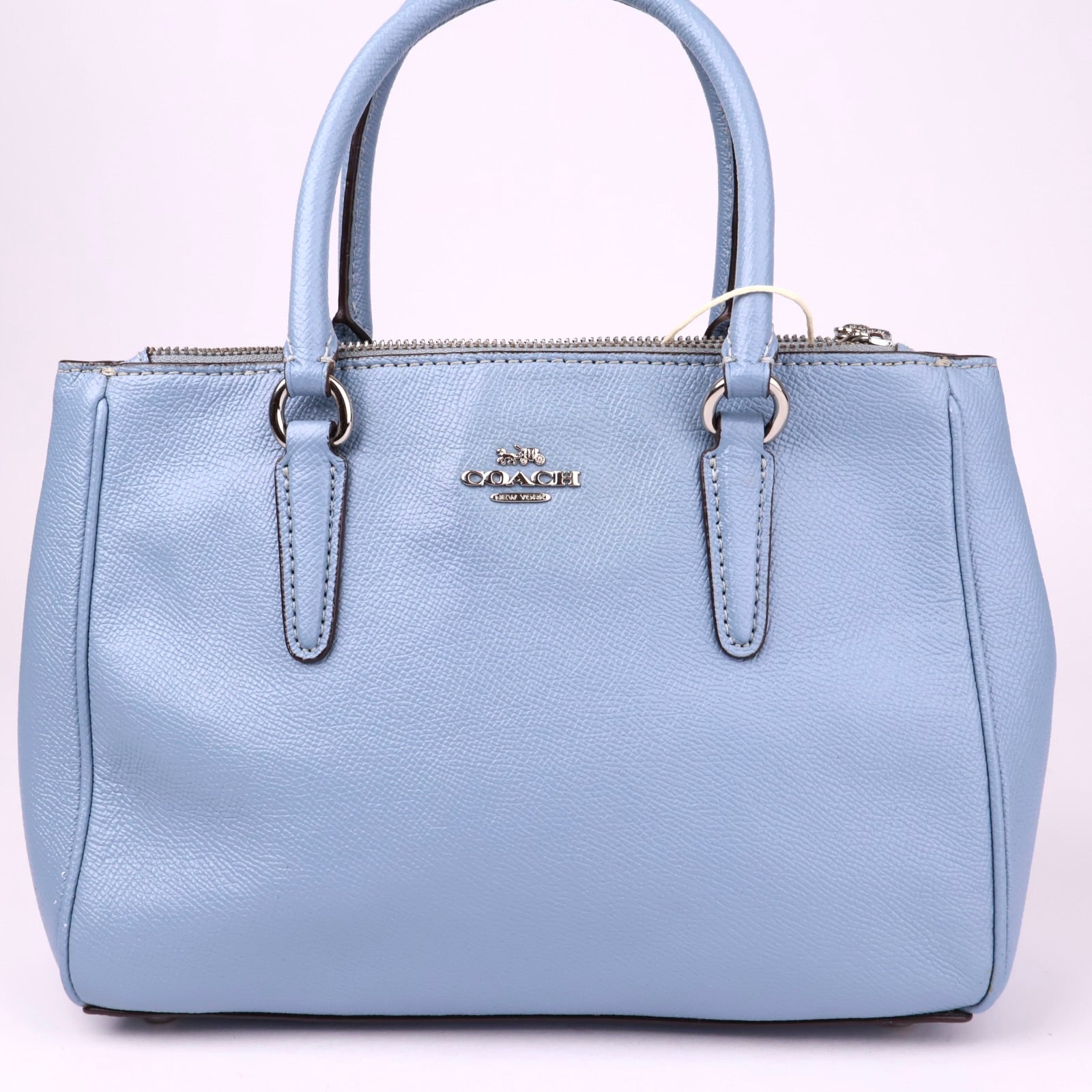 J3518 Coach Blue Leather Mini Surrey Carryall Tote- Pre Owned