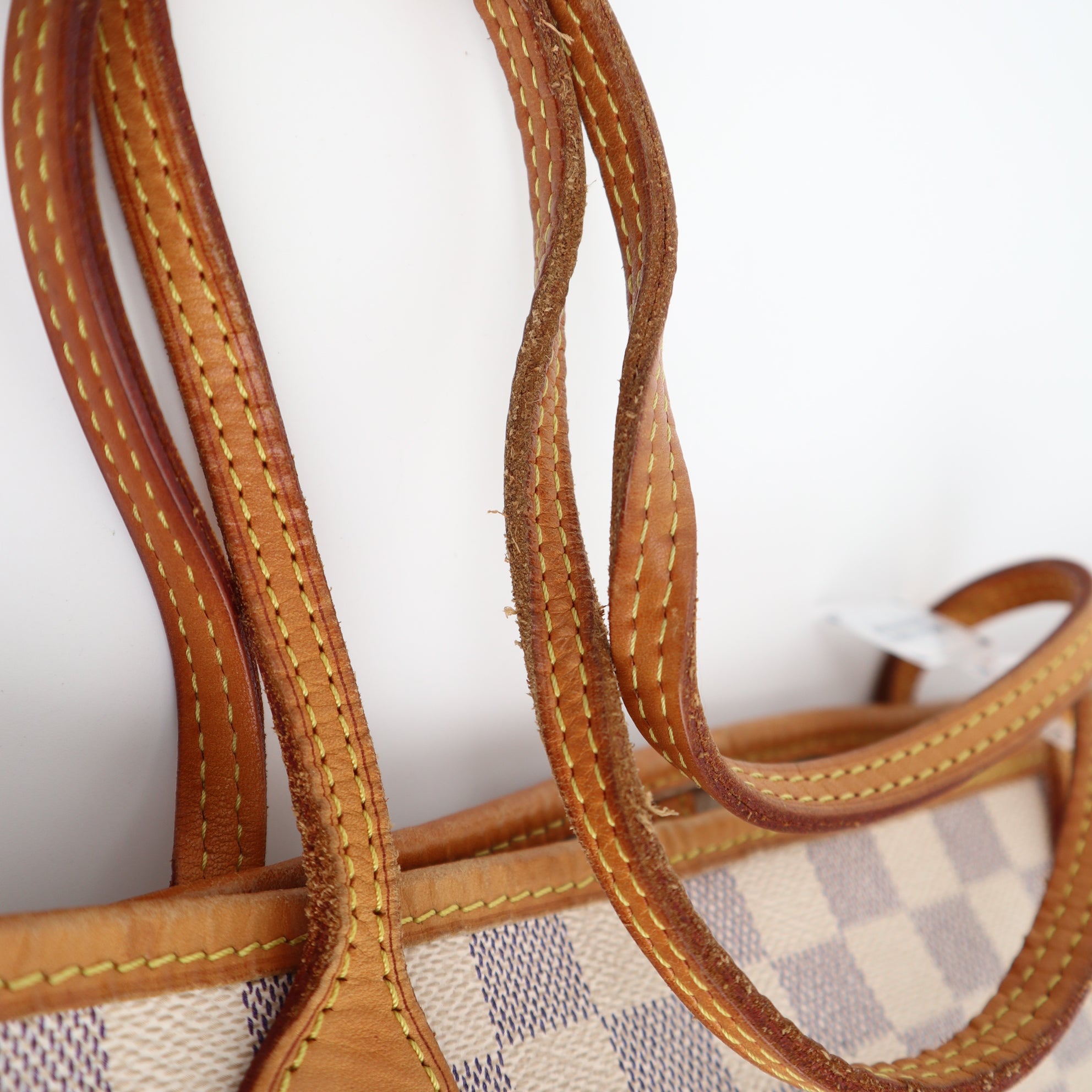 Louis Vuitton Damier Azur Neverfull MM Tote Bag C1821 | Pre-Owned Very Good Brown Damier Azur Canvas