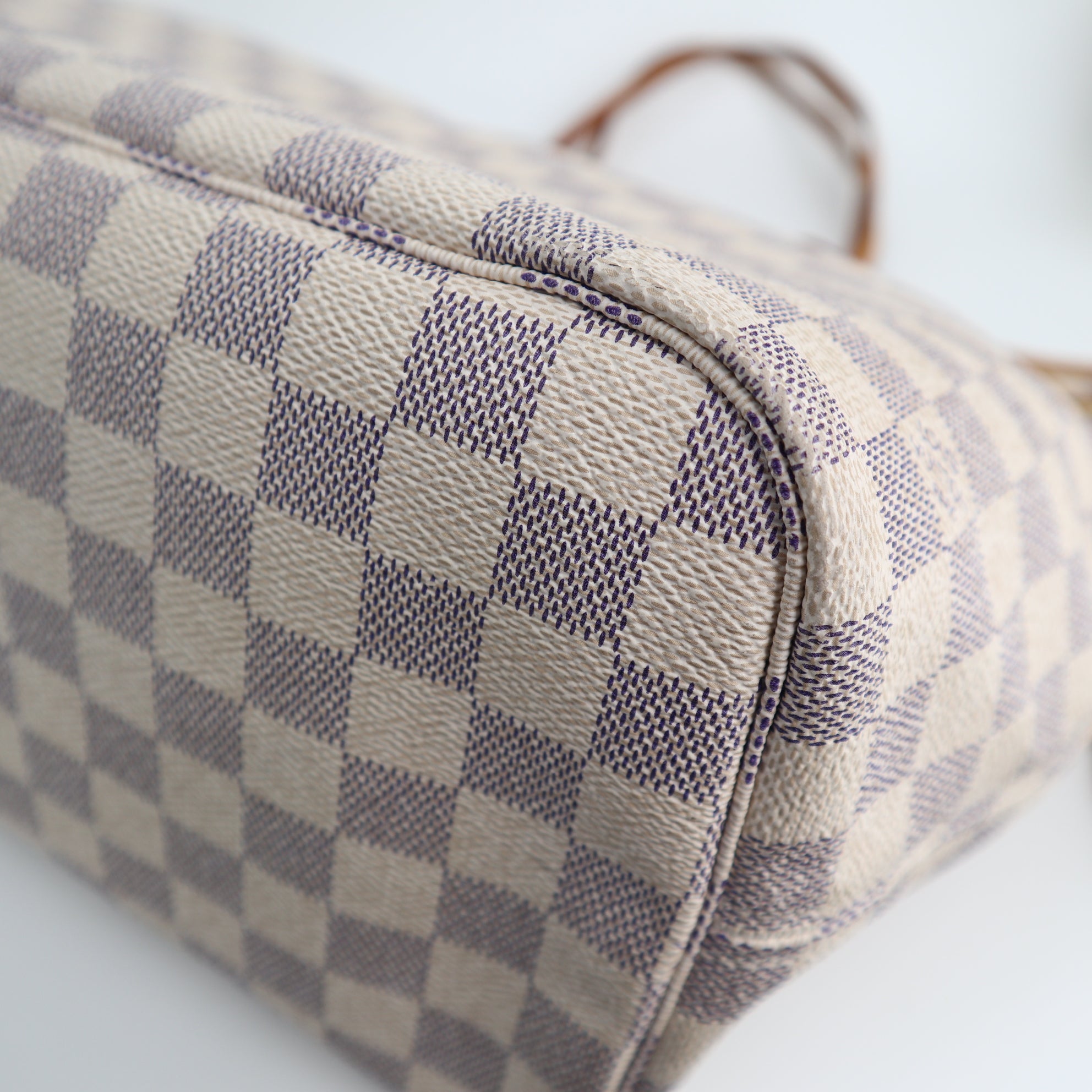 Louis Vuitton Damier Azur Neverfull MM Tote Bag C1821 | Pre-Owned Very Good Brown Damier Azur Canvas