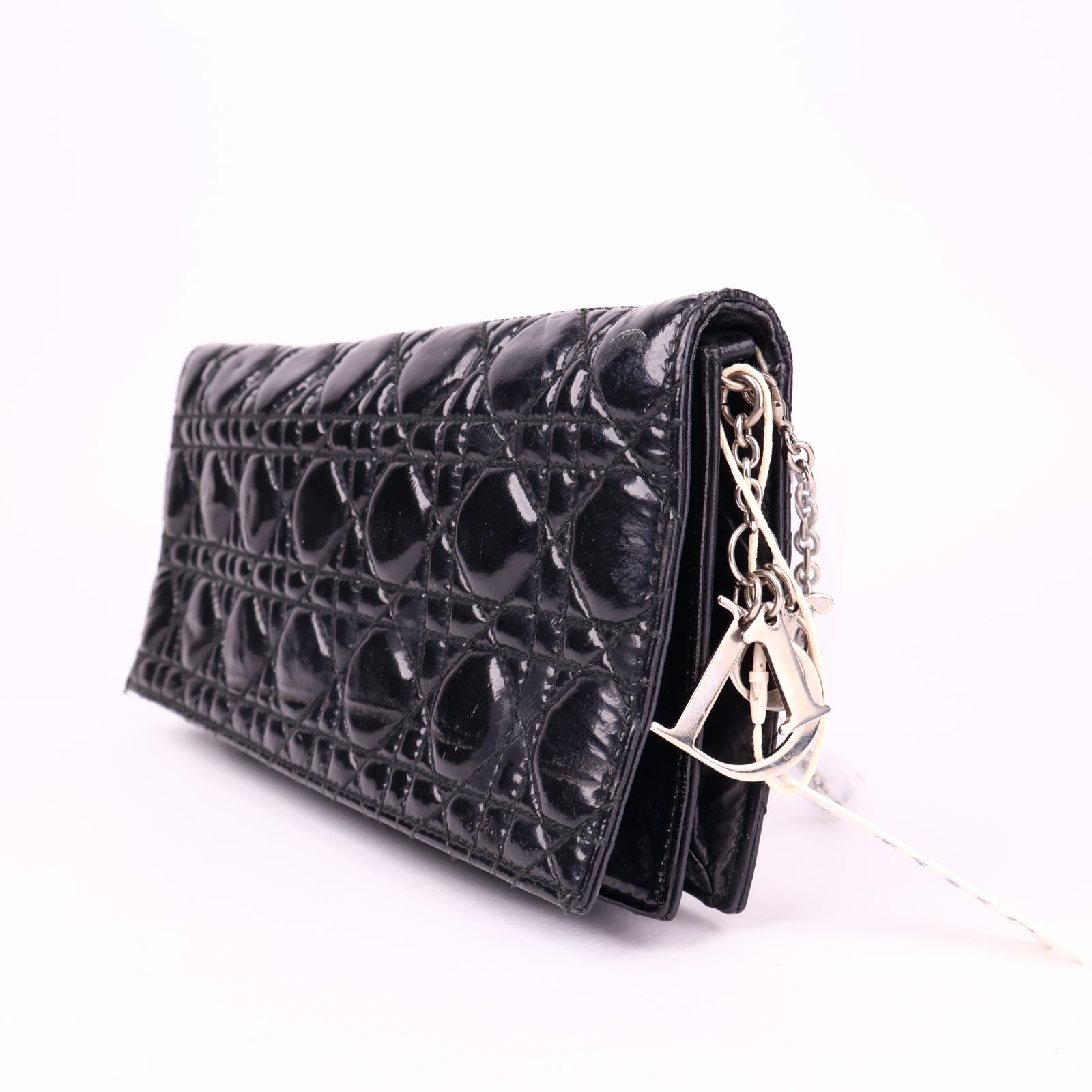 J3532 Christian Dior Black Cannage Quilted Patent Leather- Pre Owned