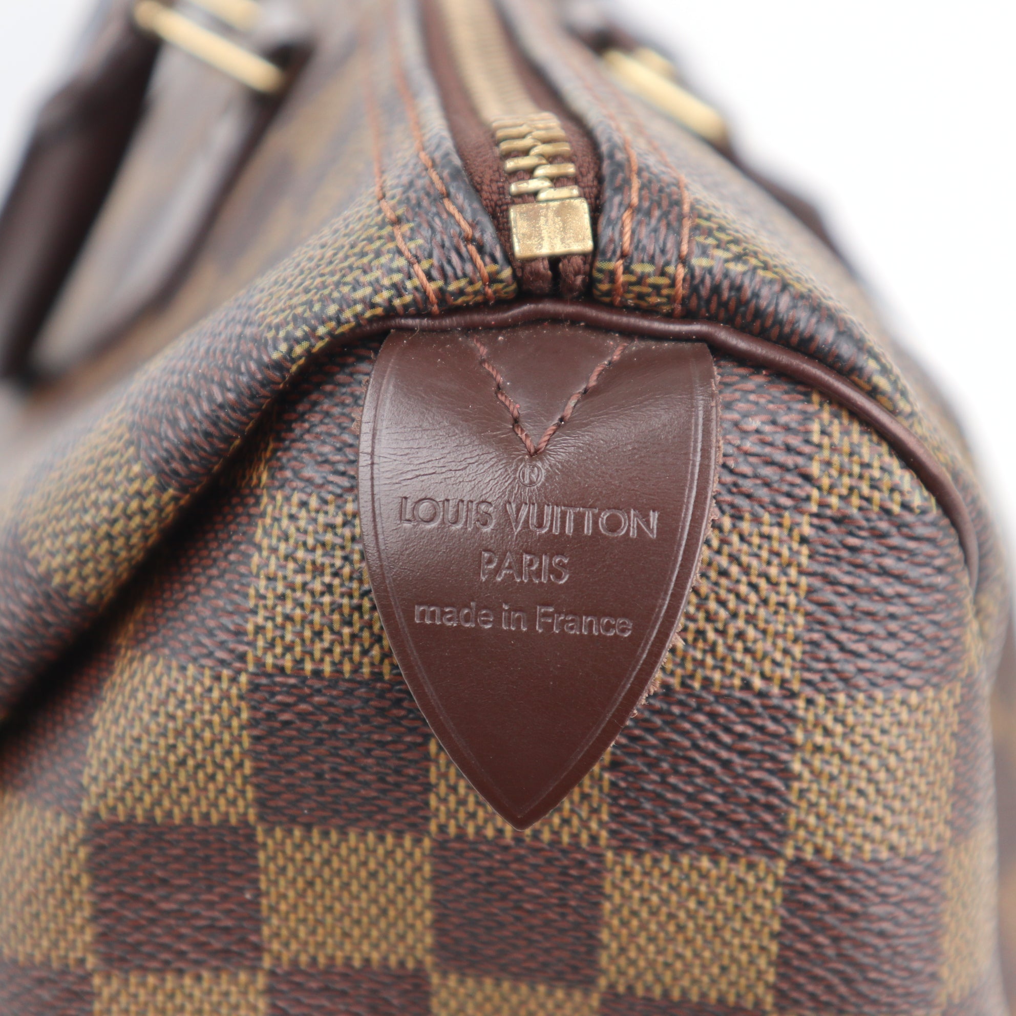 Louis Vuitton Damier Ebene Speedy 35 Top Handle Bag C1828 | Pre-Owned Very Good Brown Damier Ebene Canvas