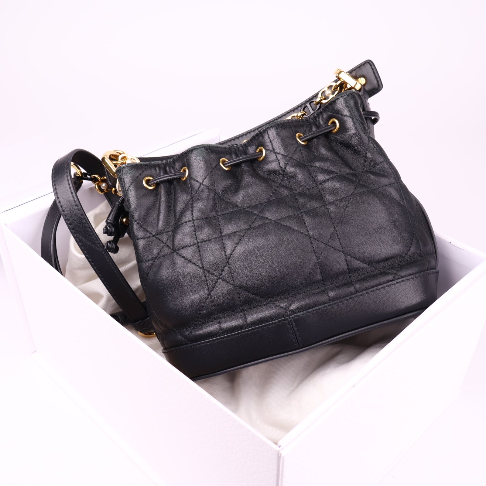 J3523 Christian Dior Leather Dioriviera Jolie Bucket Bag - Pre Owned