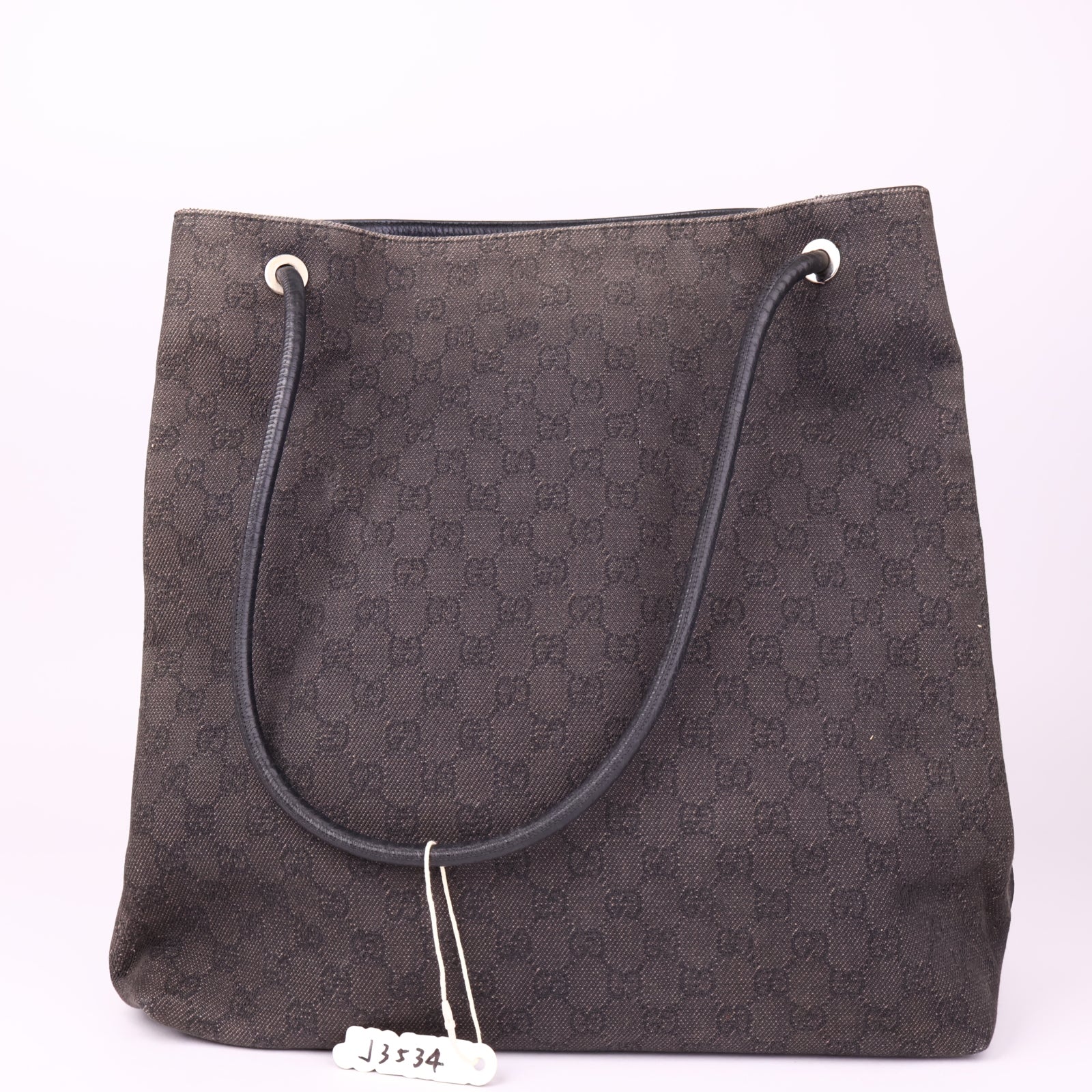 J3534 Gucci GG Canvas Tote Bag Brown Cloth- Pre Owned