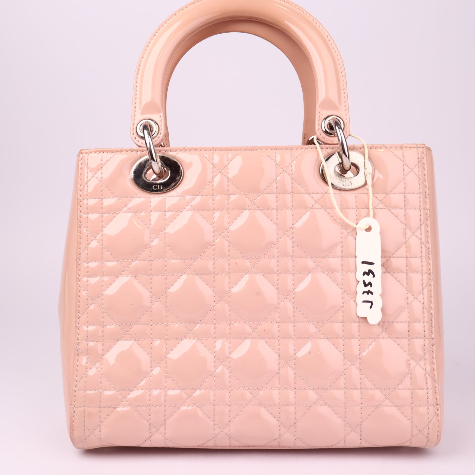 J3531 Christian Dior Lady Dior Medium Pink Patent Leather- Pre Owned