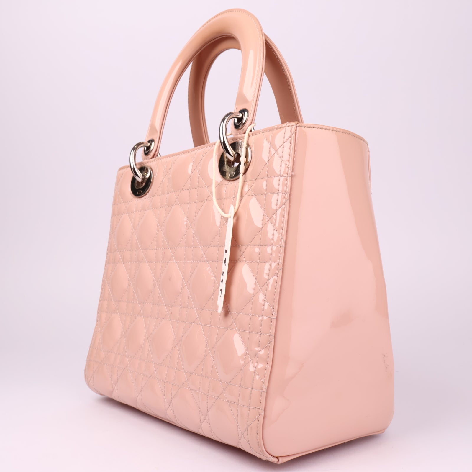 J3531 Christian Dior Lady Dior Medium Pink Patent Leather- Pre Owned