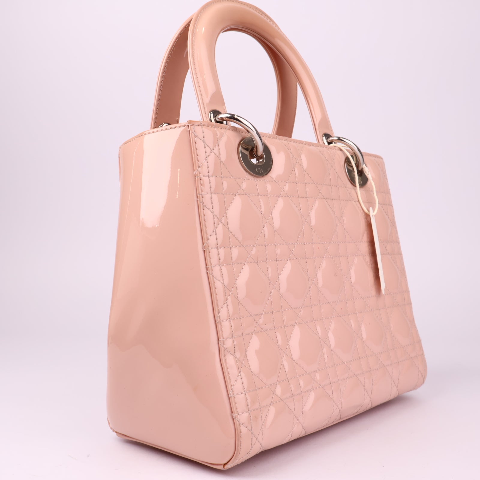 J3531 Christian Dior Lady Dior Medium Pink Patent Leather- Pre Owned