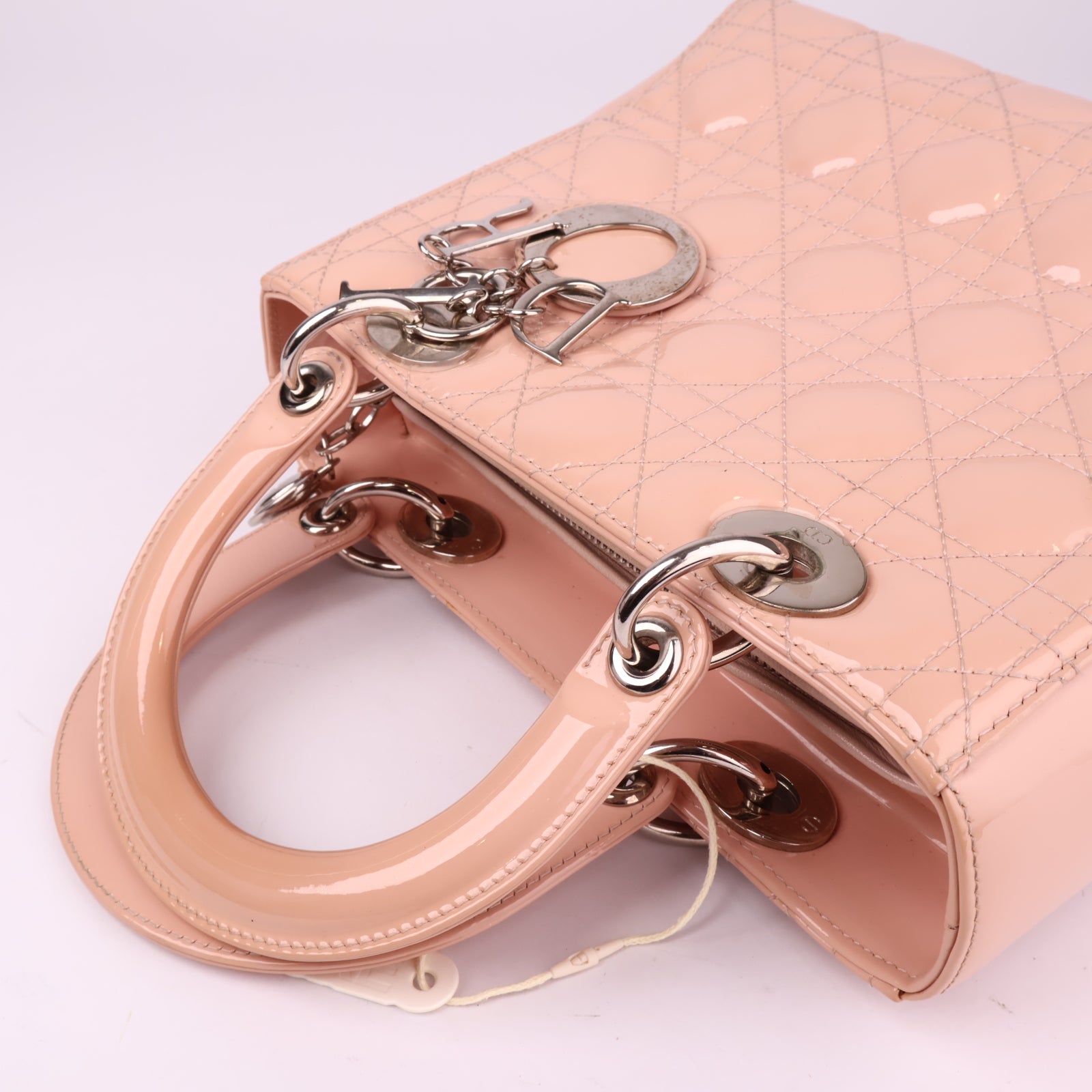 J3531 Christian Dior Lady Dior Medium Pink Patent Leather- Pre Owned