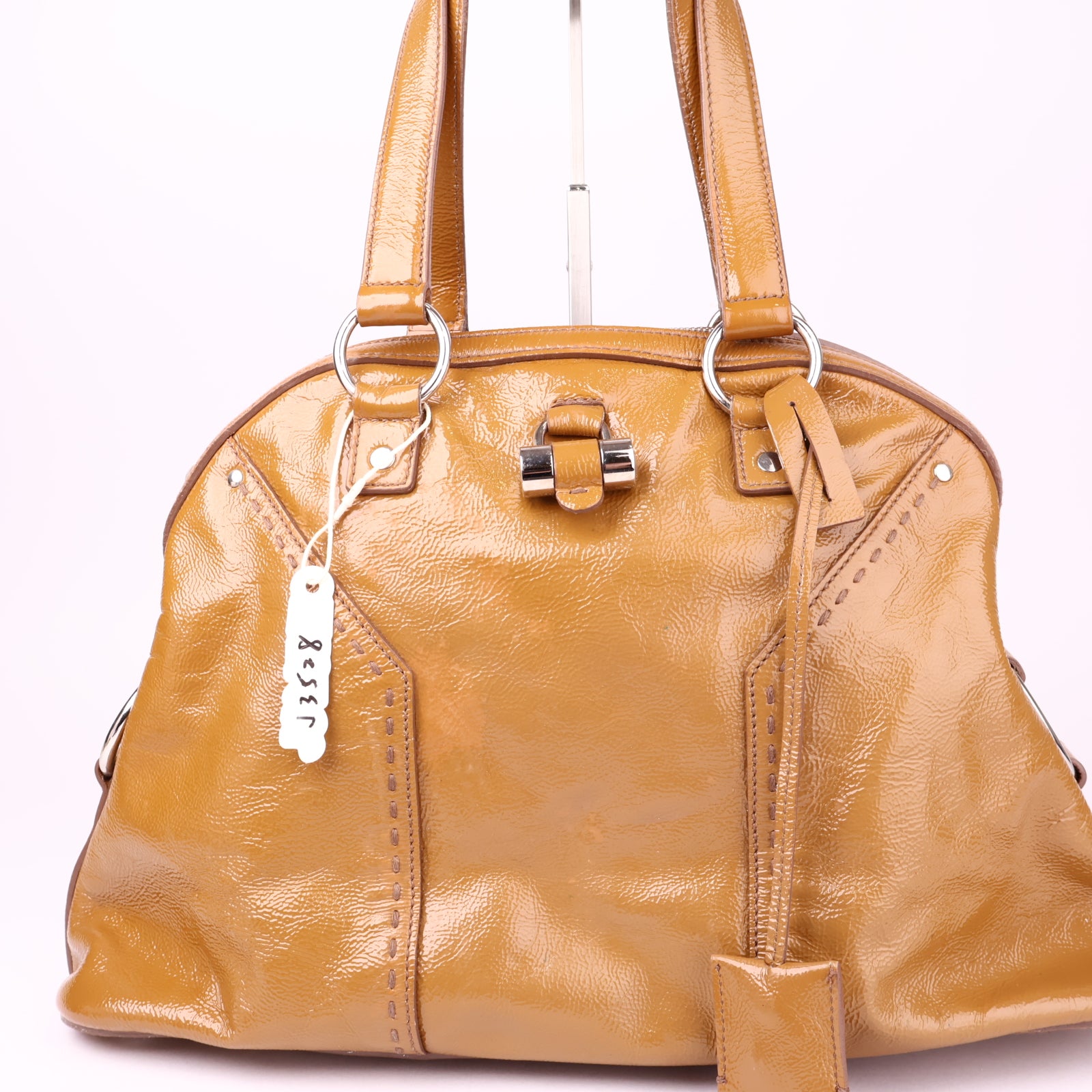 J3528 Saint Laurent Beige Patent Leather Large Muse Bag- Pre Owned