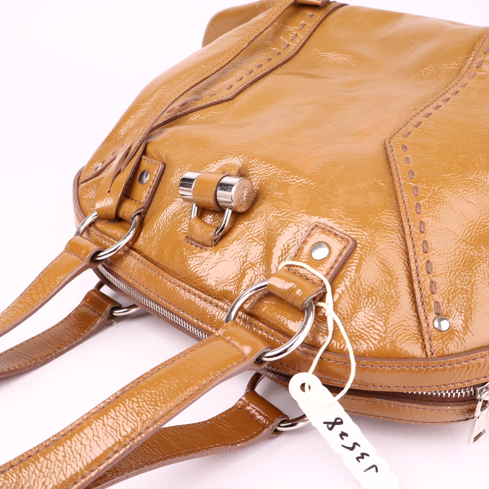 J3528 Saint Laurent Beige Patent Leather Large Muse Bag- Pre Owned