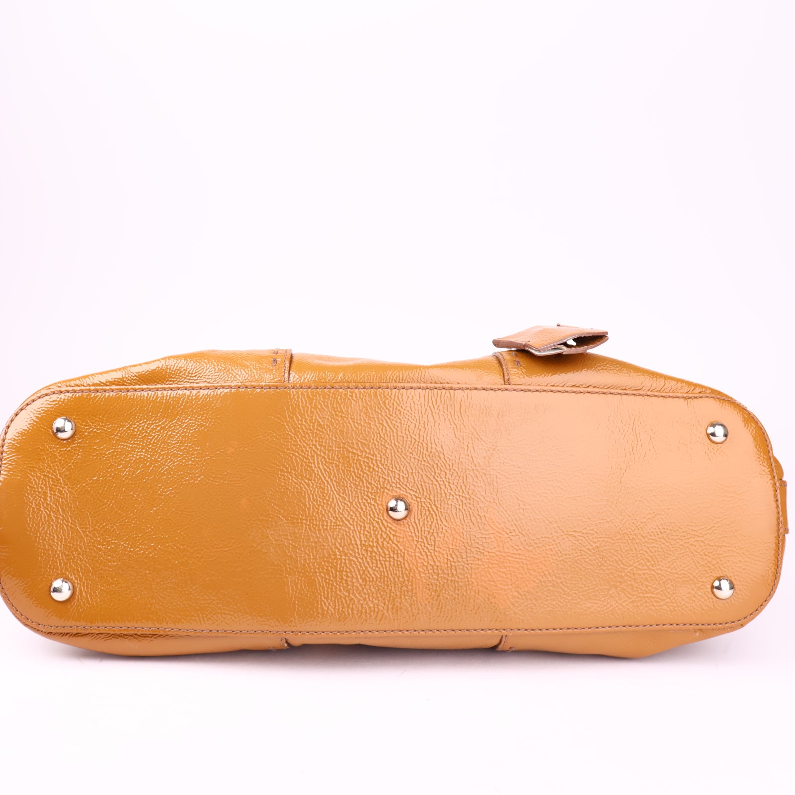 J3528 Saint Laurent Beige Patent Leather Large Muse Bag- Pre Owned