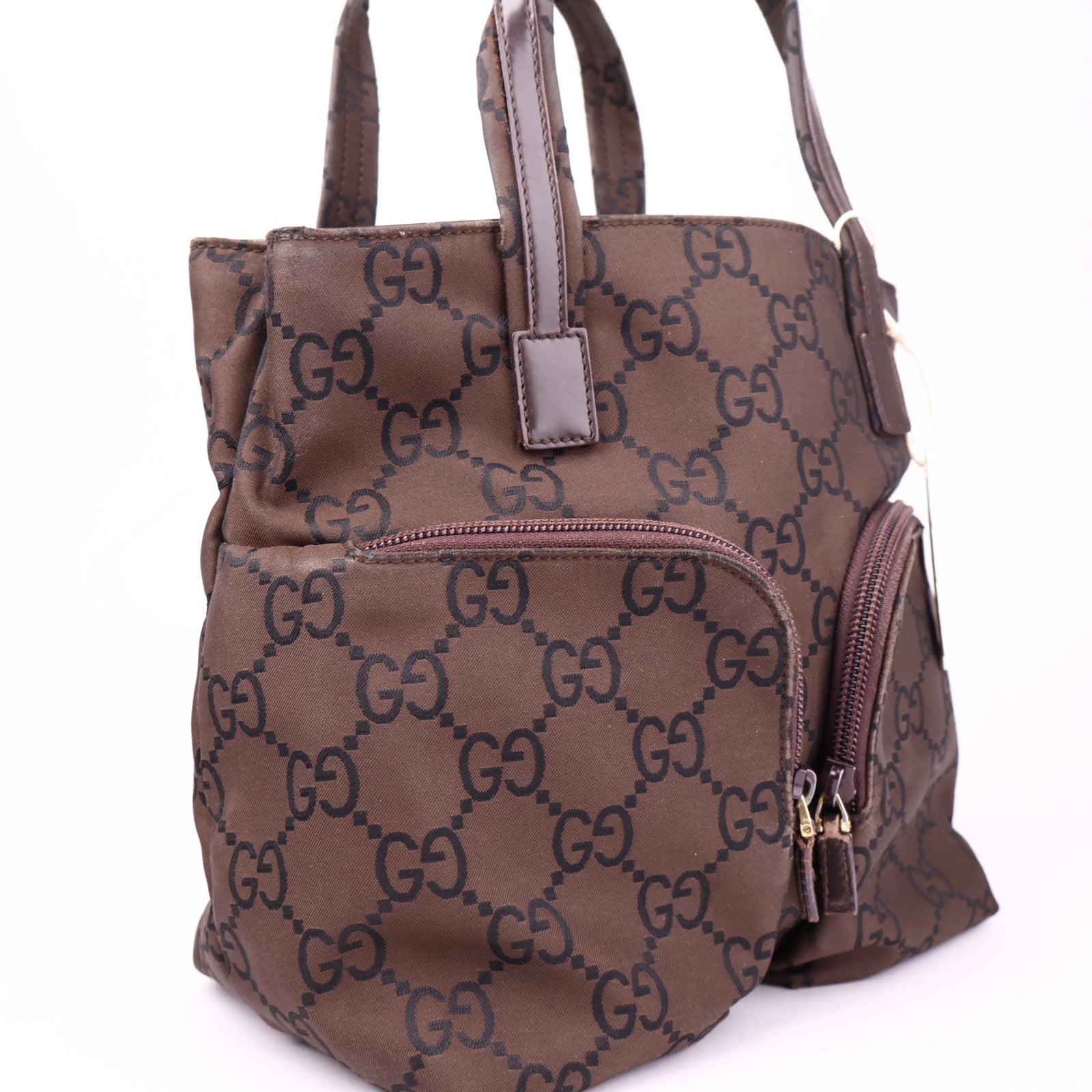 J3535 Gucci Guccissima Brown Nylon Metallic Mini Tote- Pre Owned