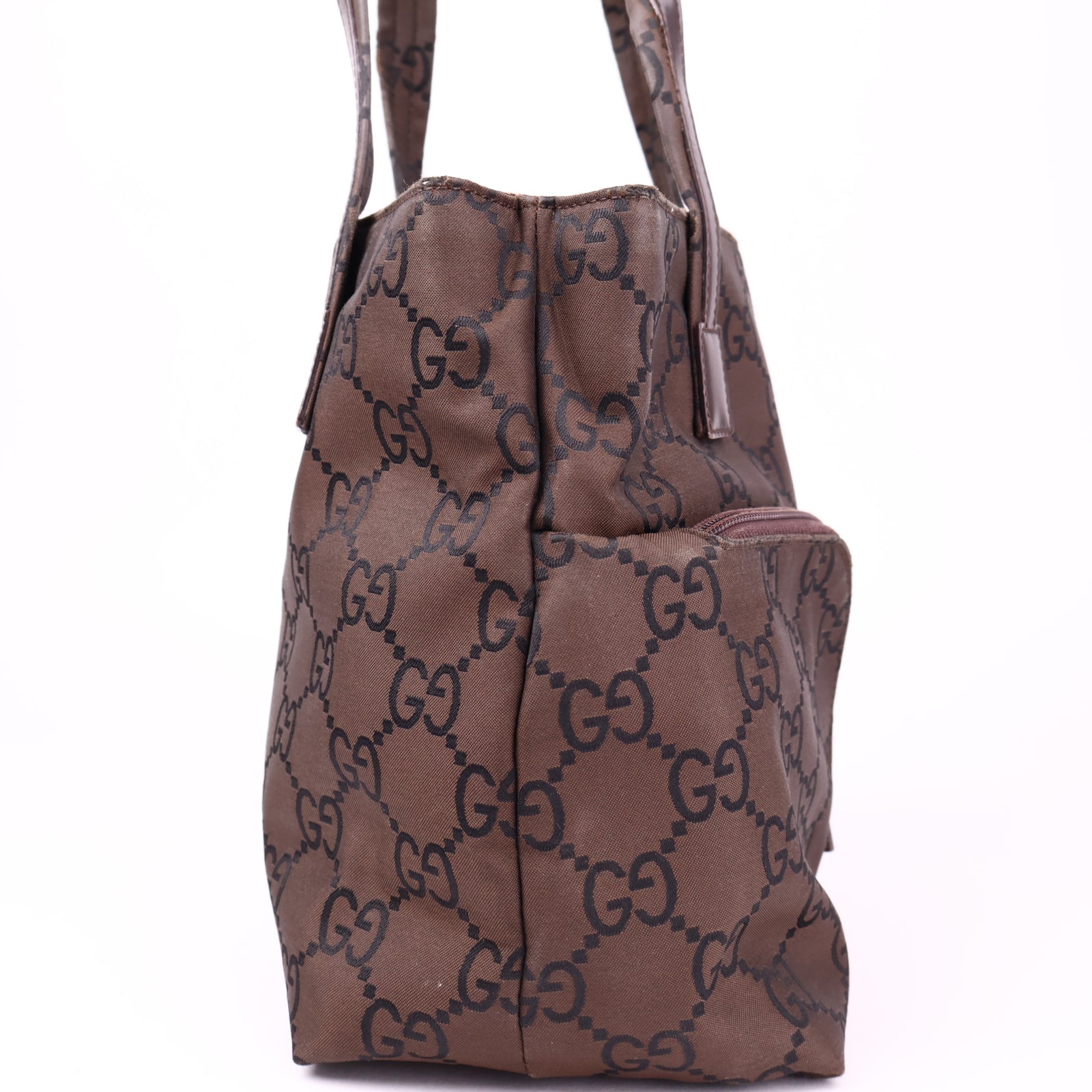 J3535 Gucci Guccissima Brown Nylon Metallic Mini Tote- Pre Owned