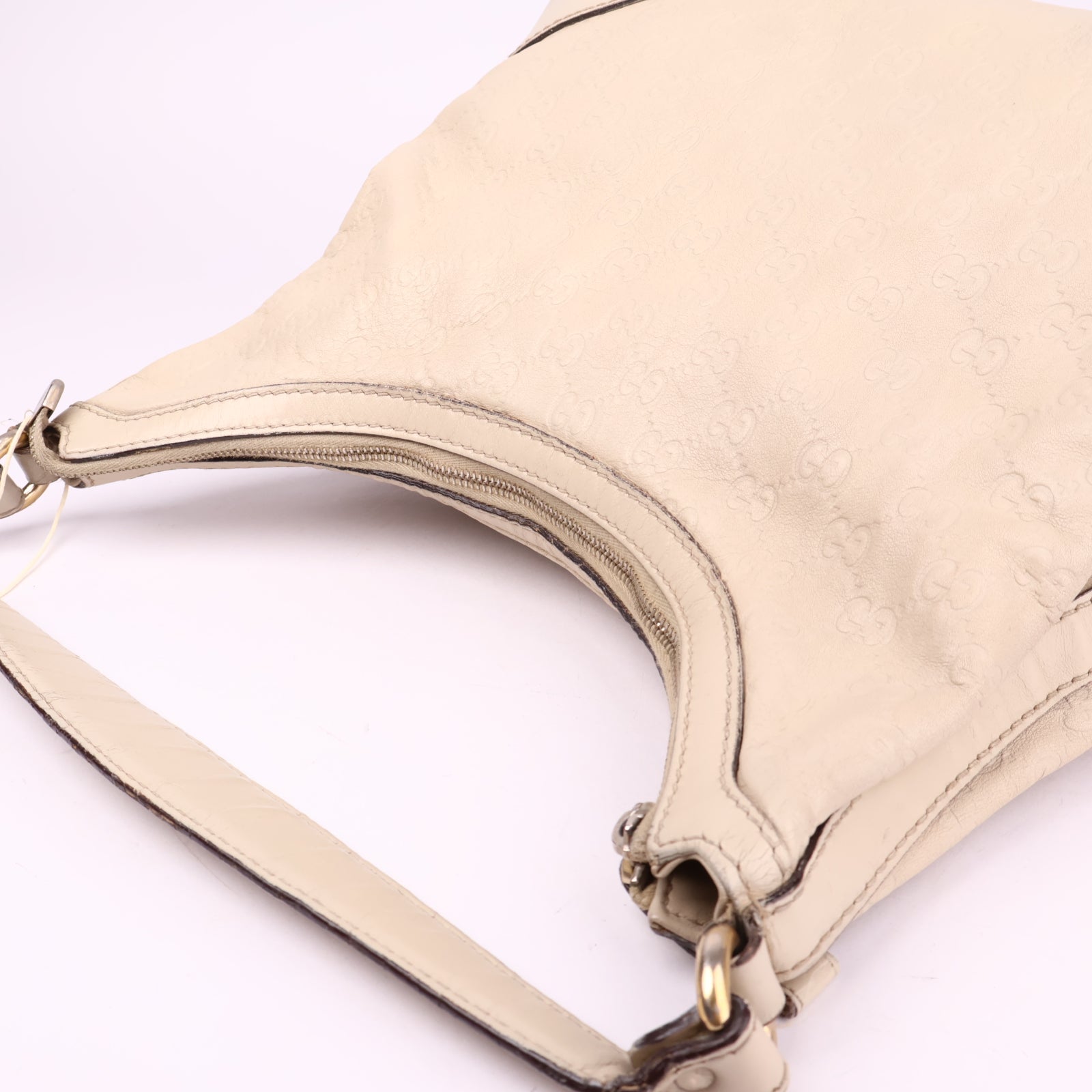 J3548 Gucci Shima Shoulder Bag Leather White- Pre Owned
