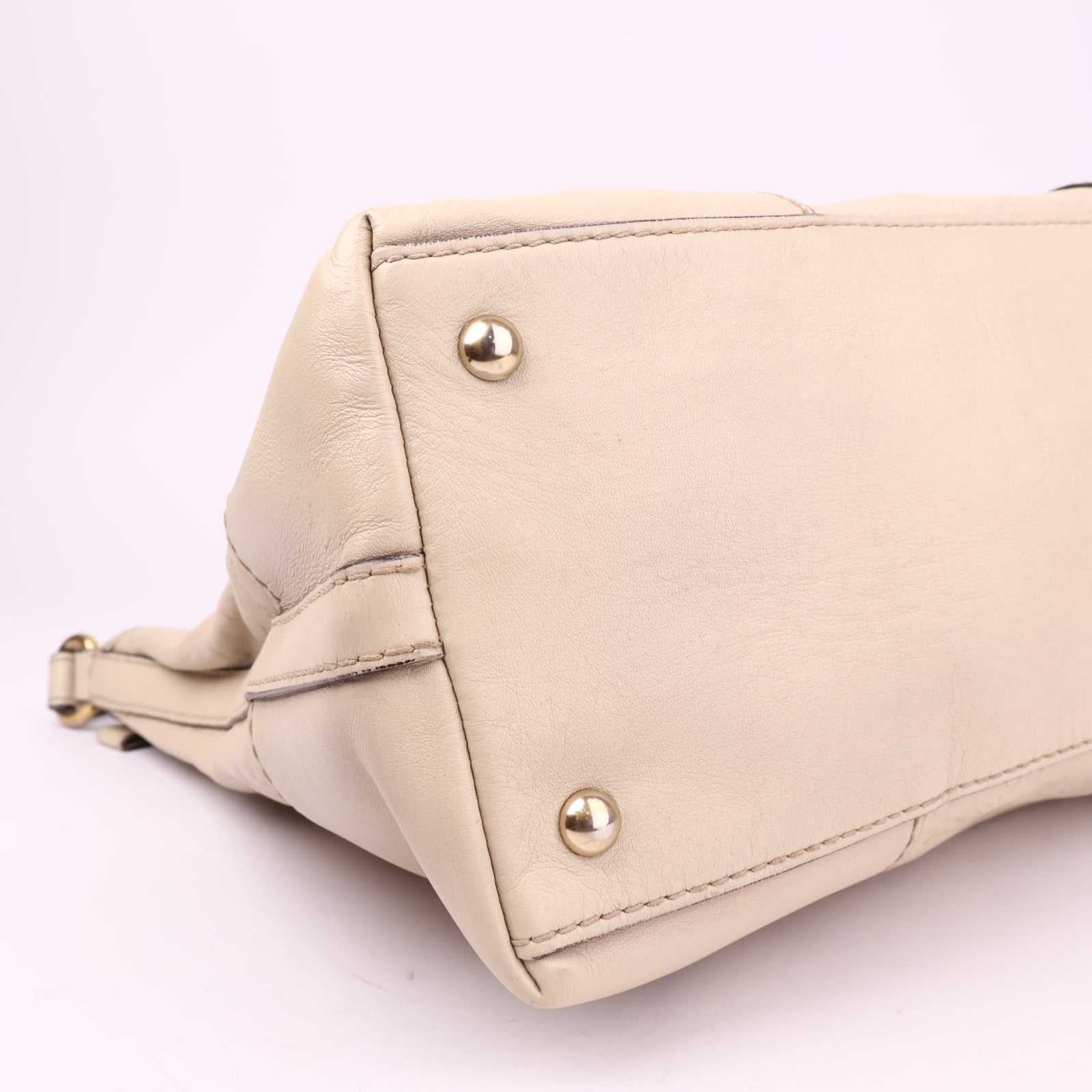 J3548 Gucci Shima Shoulder Bag Leather White- Pre Owned