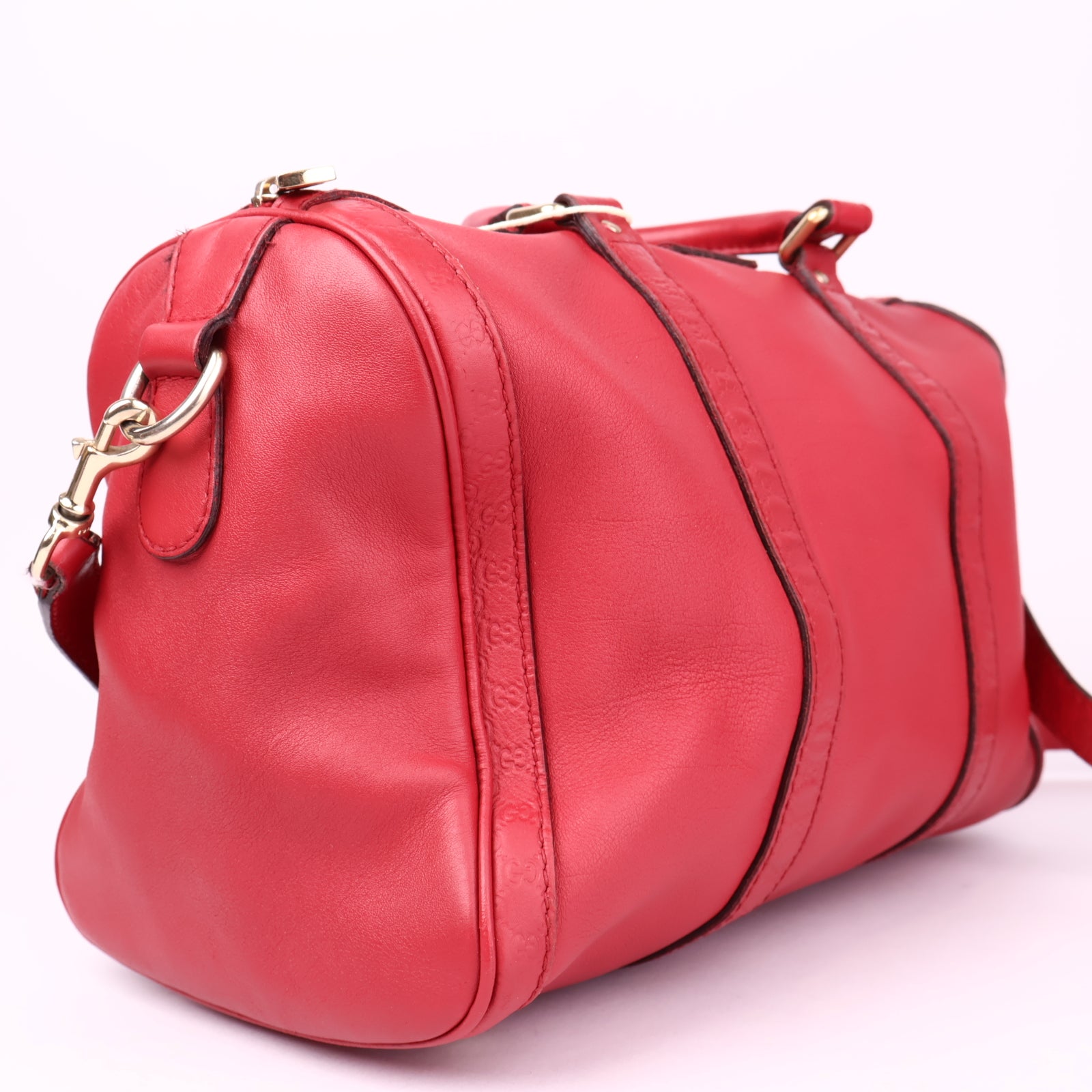 J3544 Gucci Red Calf Leather Soho Boston Handbag- Pre Owned