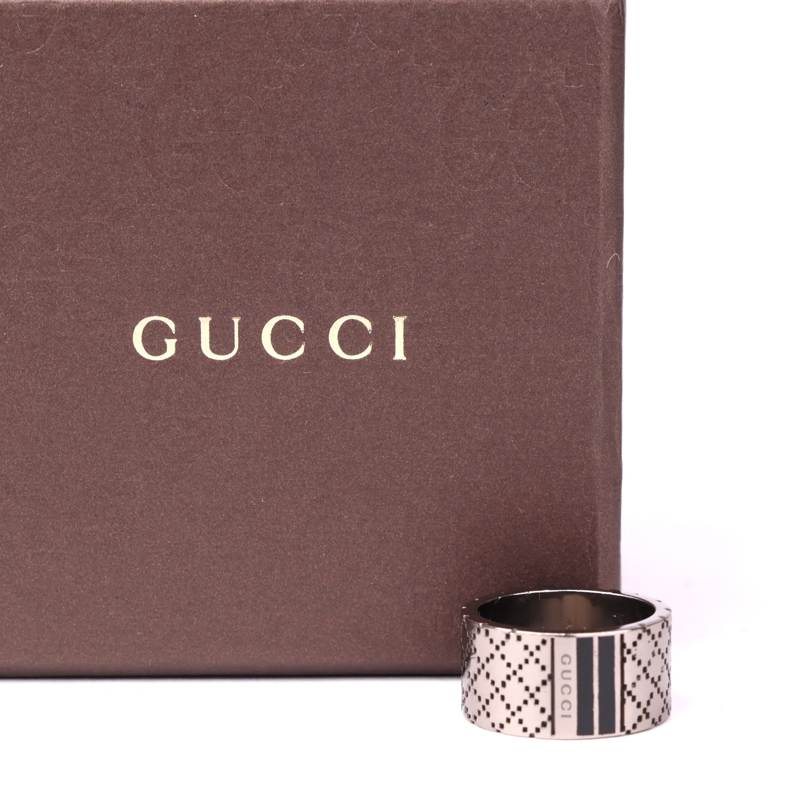 J3543 Gucci Diamante Ring Notation Size 20- Pre Owned
