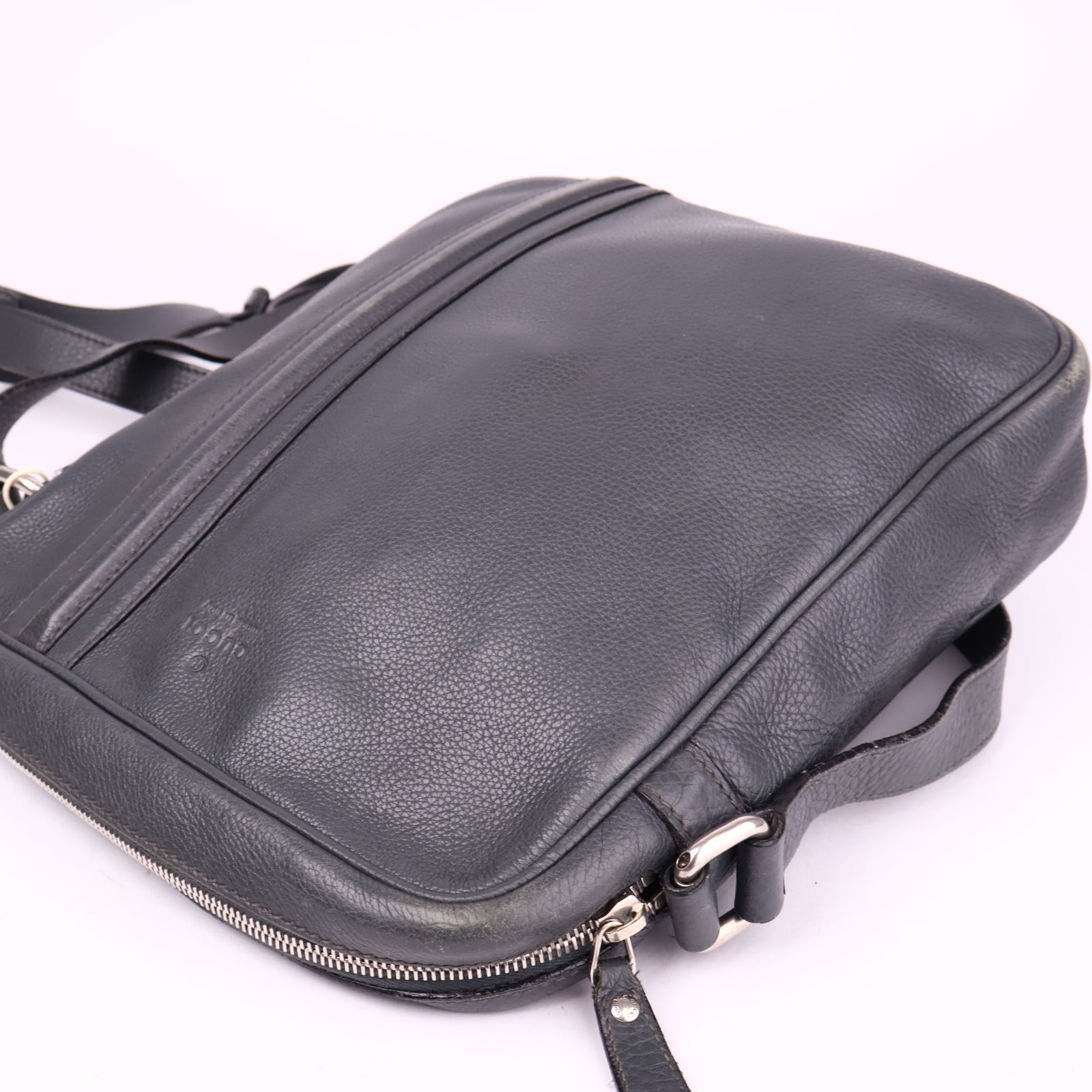 J3563 Gucci Dark Gray Leather Shoulder Bag- Pre Owned