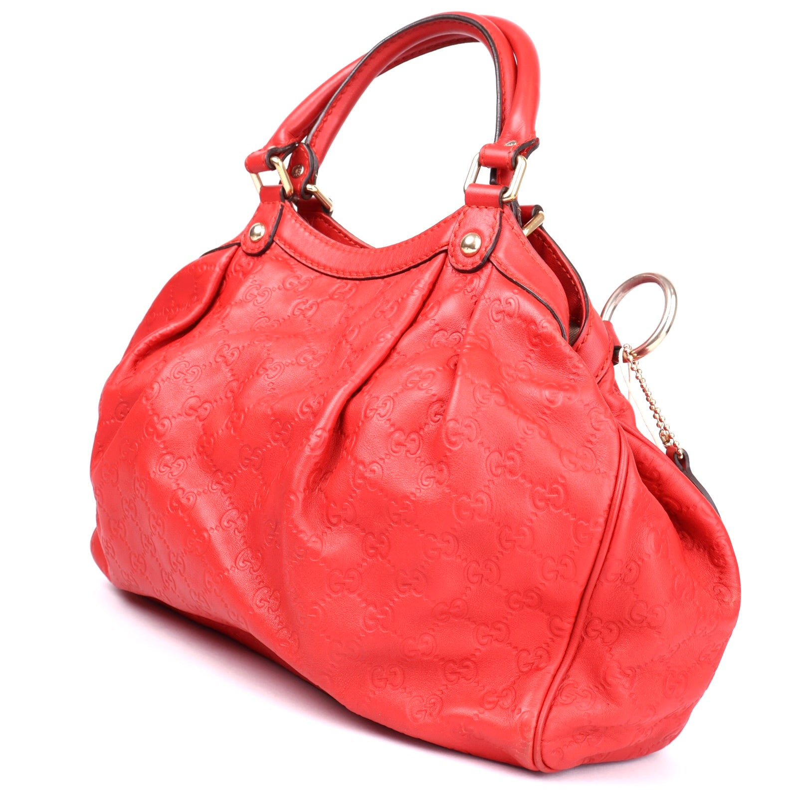 J3603 Gucci Red Guccissima Leather Medium Sukey Tote Bag- Pre Owned