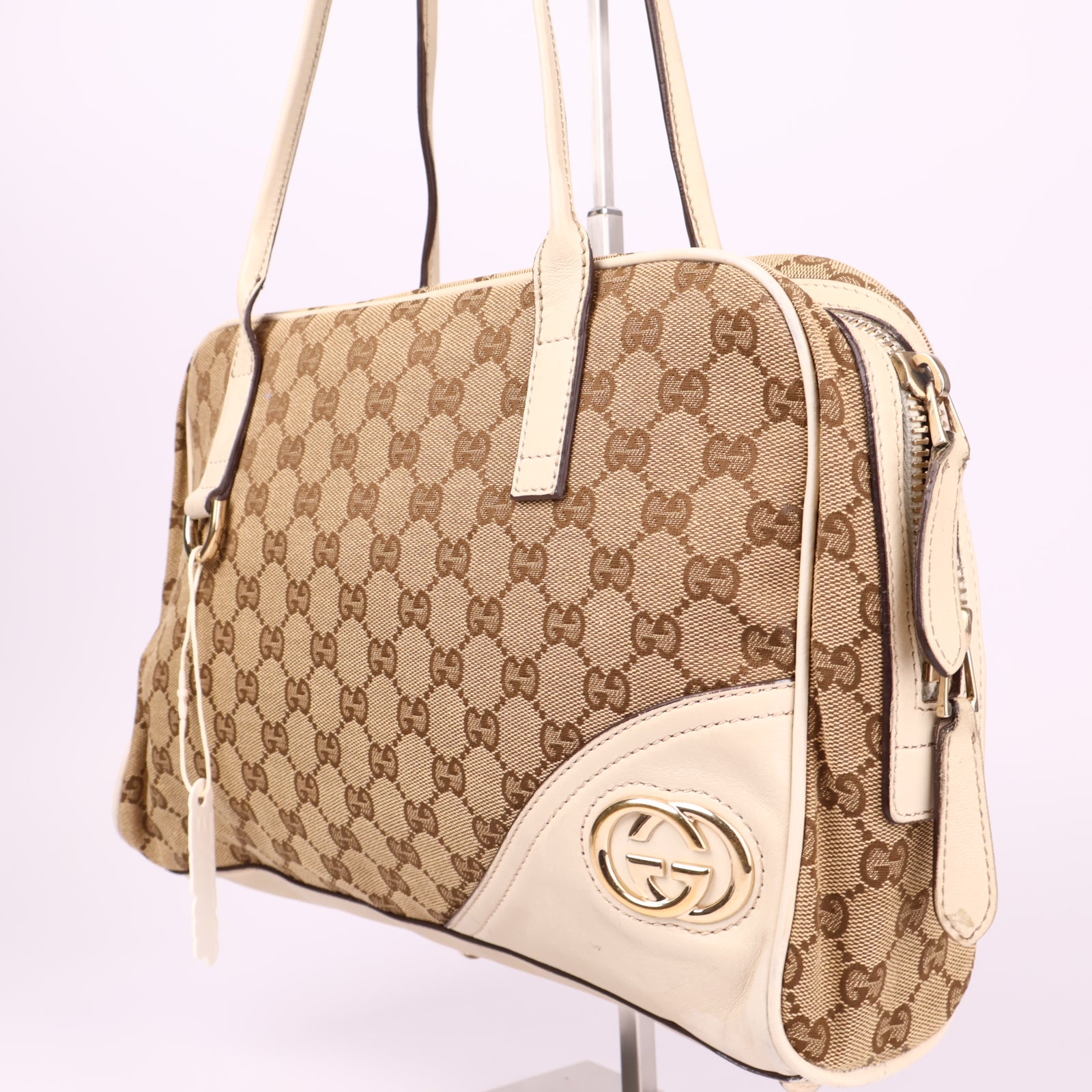 J3607 Gucci Brown GG Canvas New Britt Shoulder Bag- Pre Owned