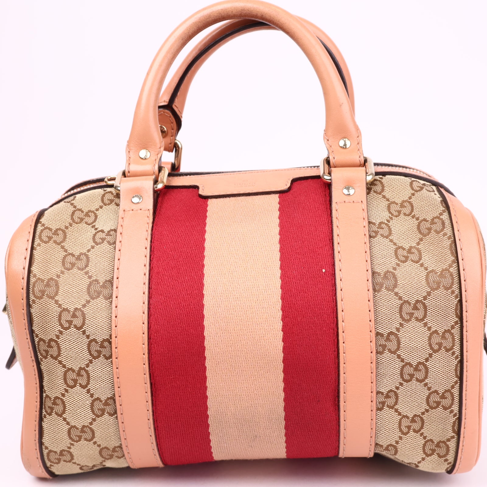 J3606 Gucci Brown Small GG Canvas Web Joy Boston Bag- Pre Owned