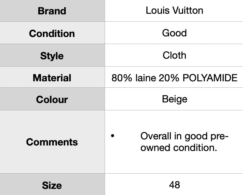 J0991 Louis Vuitton Hooded Coat size 48- Pre Owned