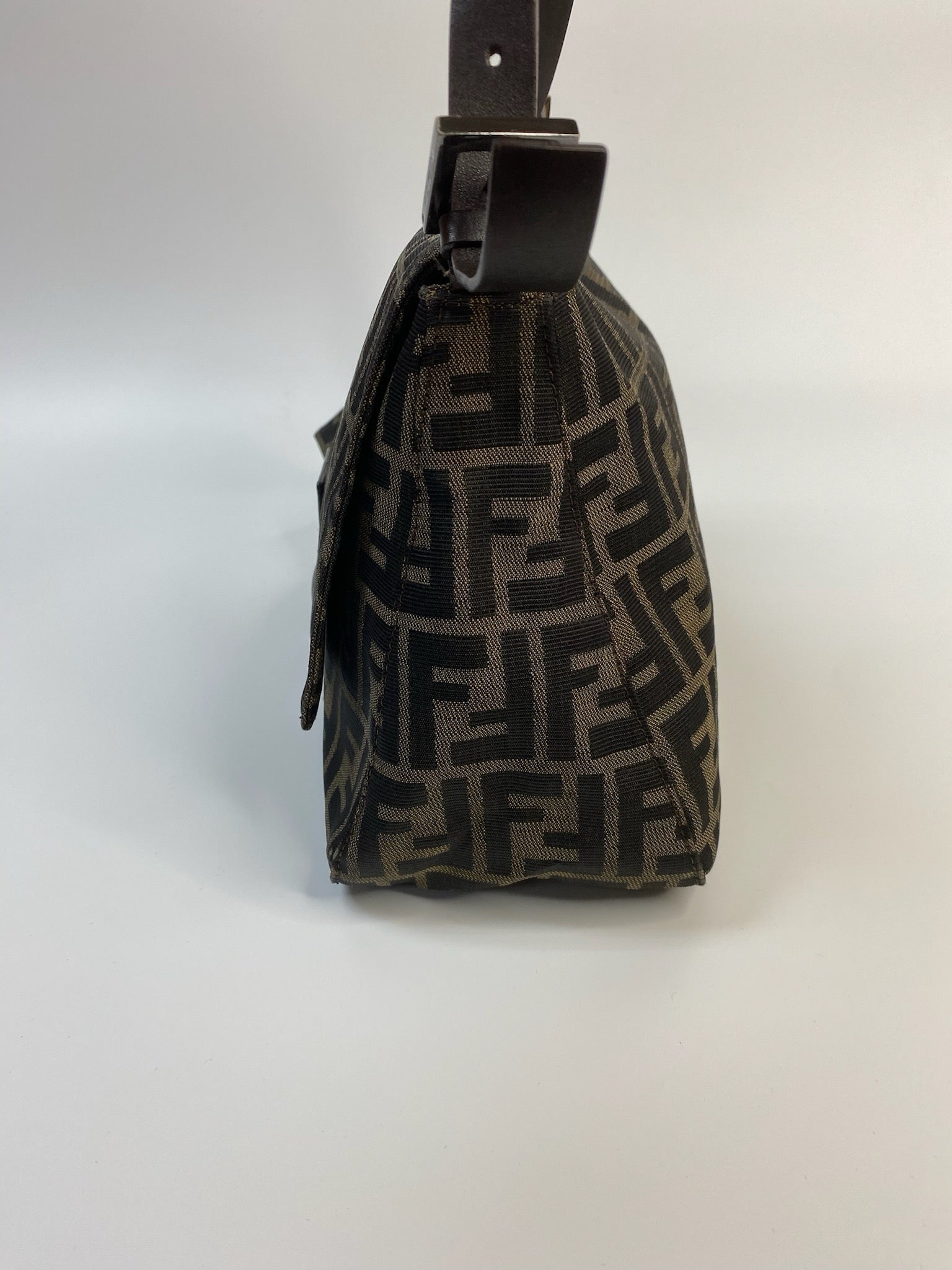 J2966 Fendi Shoulder Bag Brown Zucca Canvas Mama Baguette bag Handbag | Pre-Owned Brown Zucca Canvas