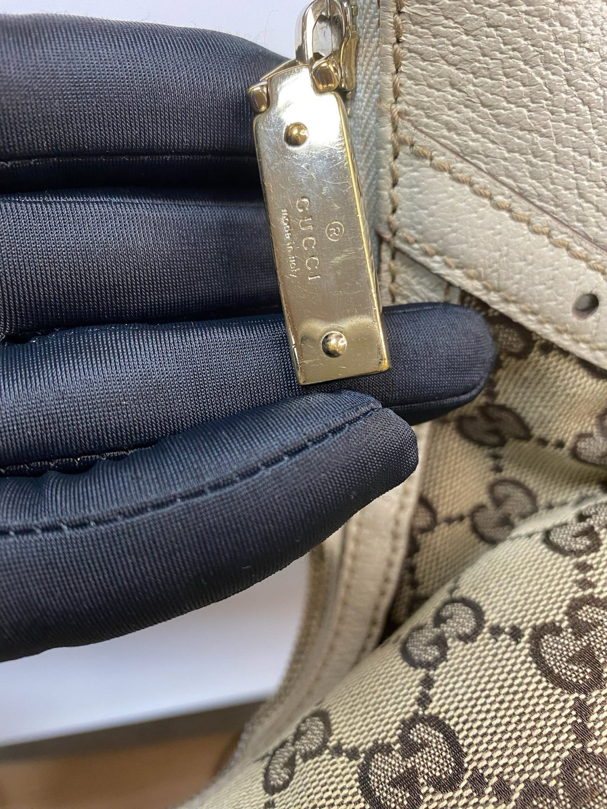 J2877 Gucci Shoulder Bag Monogram Large Crossiant Hobo Bag | Pre-Owned Brown Canvas/Monogram
