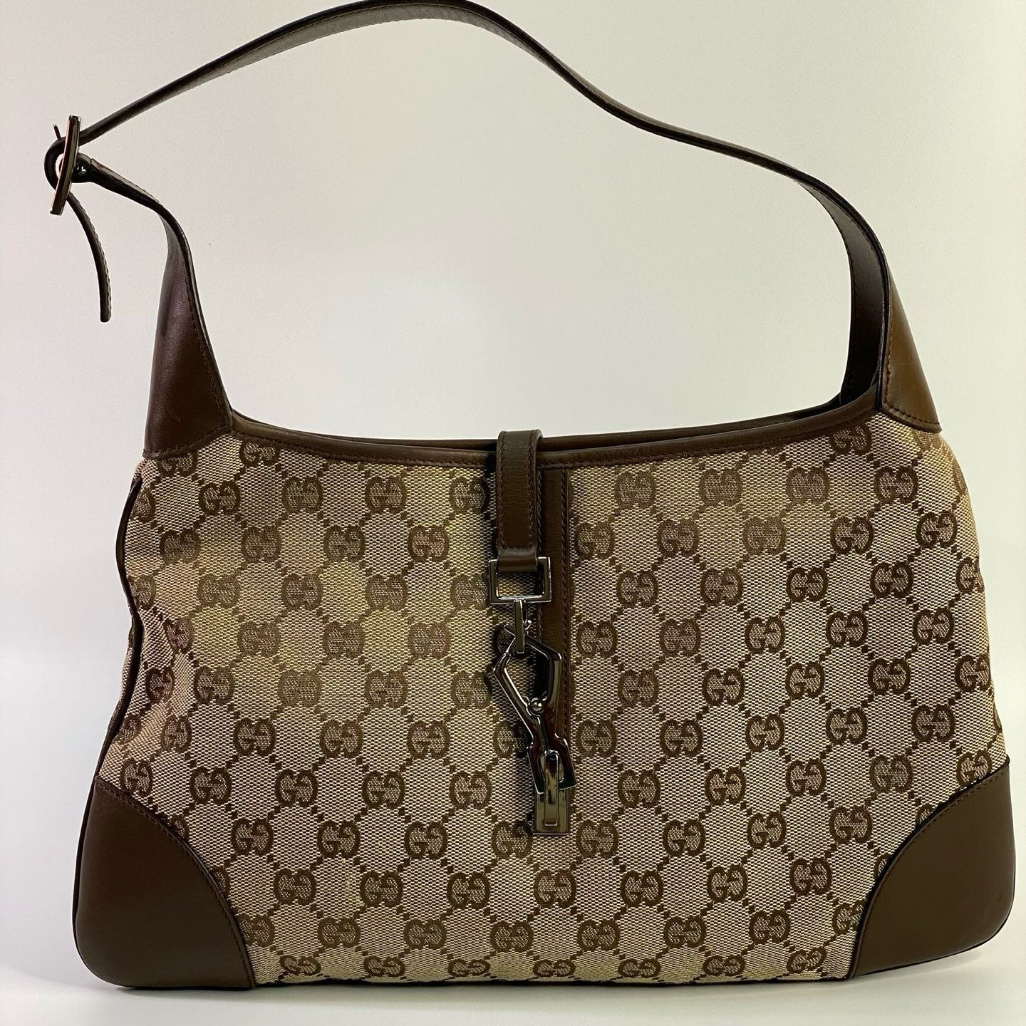 J2960 Gucci Shoulder Bag Jackie One Should Bag Beige GG Canvas Leather | Pre-Owned Beige GG monogram Canvas, Leather