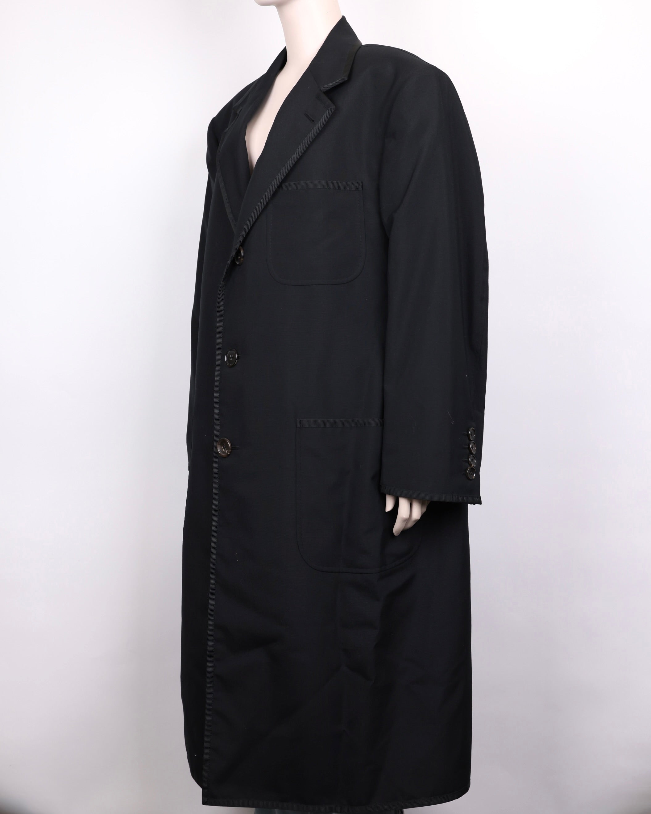PRE OWNED- Thom Browne Men's Black Single-Breasted Wool Coat SIZE 0 MENS WEAR