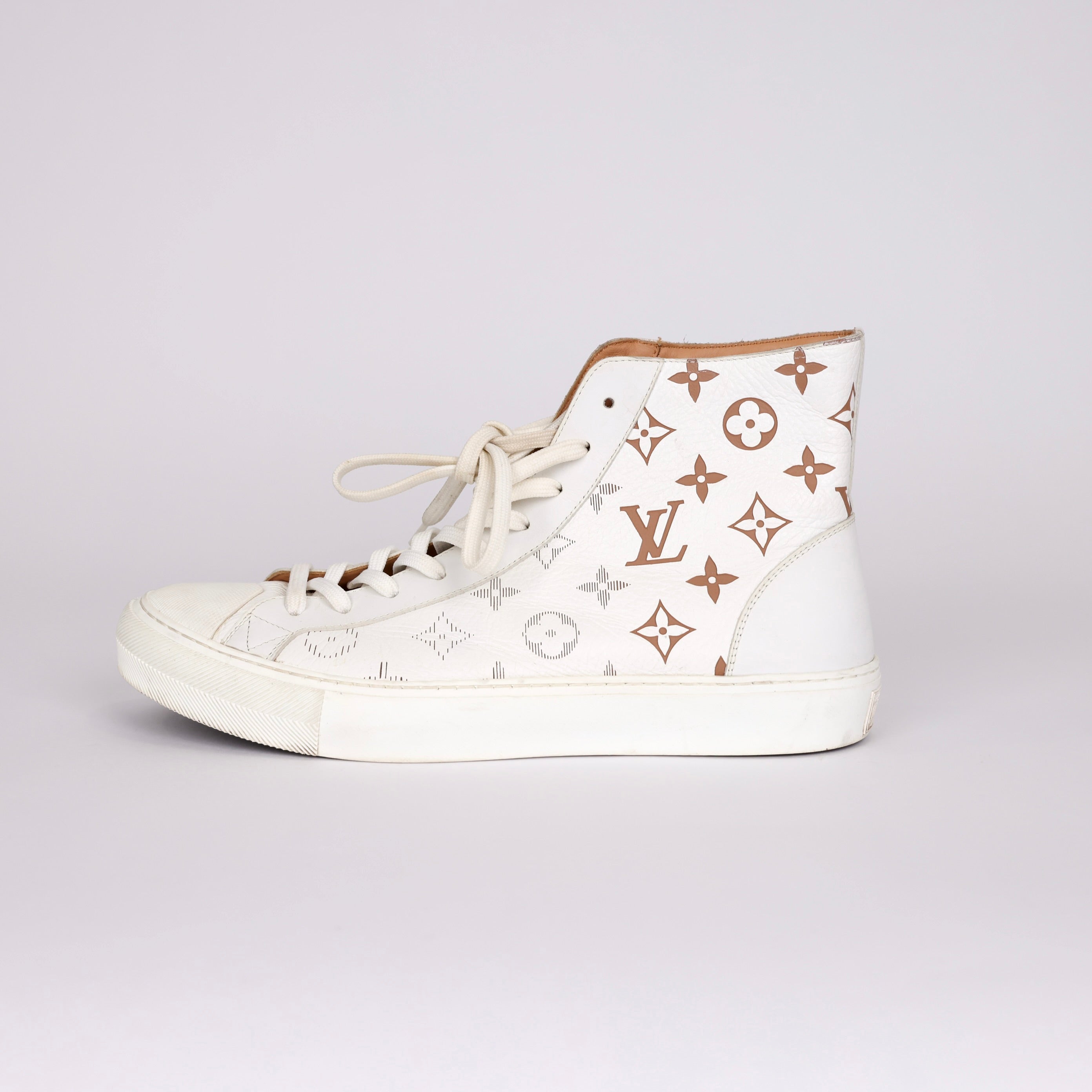 PRE OWNED- LV Louis Vuitton Tattoo White Brown Gradient Sneakers MEN'S Size EU41.5/ UK7.5 J0519S77844