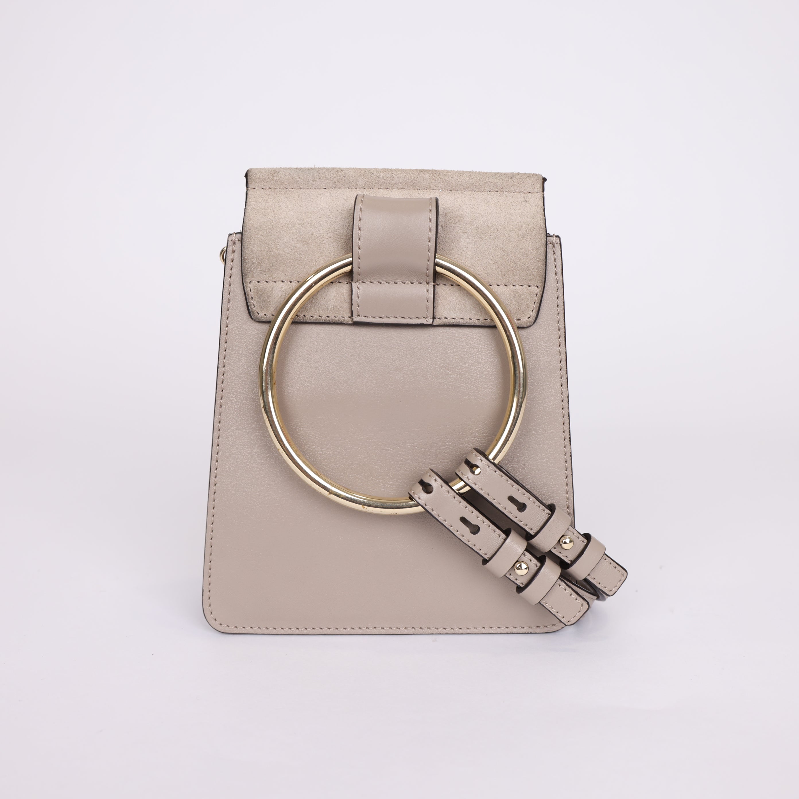 PRE OWNED- Chloe Dark Beige Leather and Suede Mini Faye Crossbody Bag J0375B71182