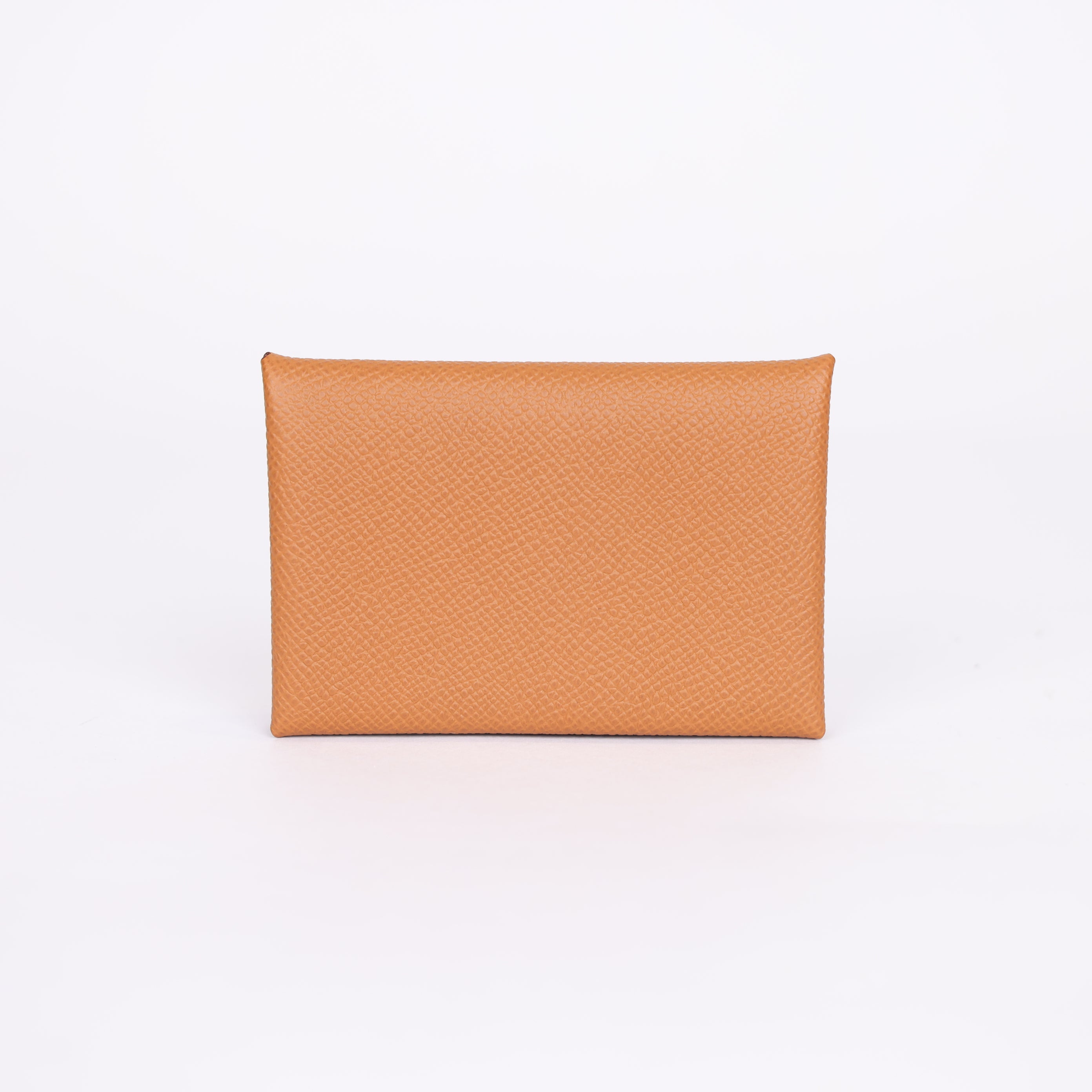 PRE OWNED- HERMES Epsom Calvi Card Case in Gold J0401B62131