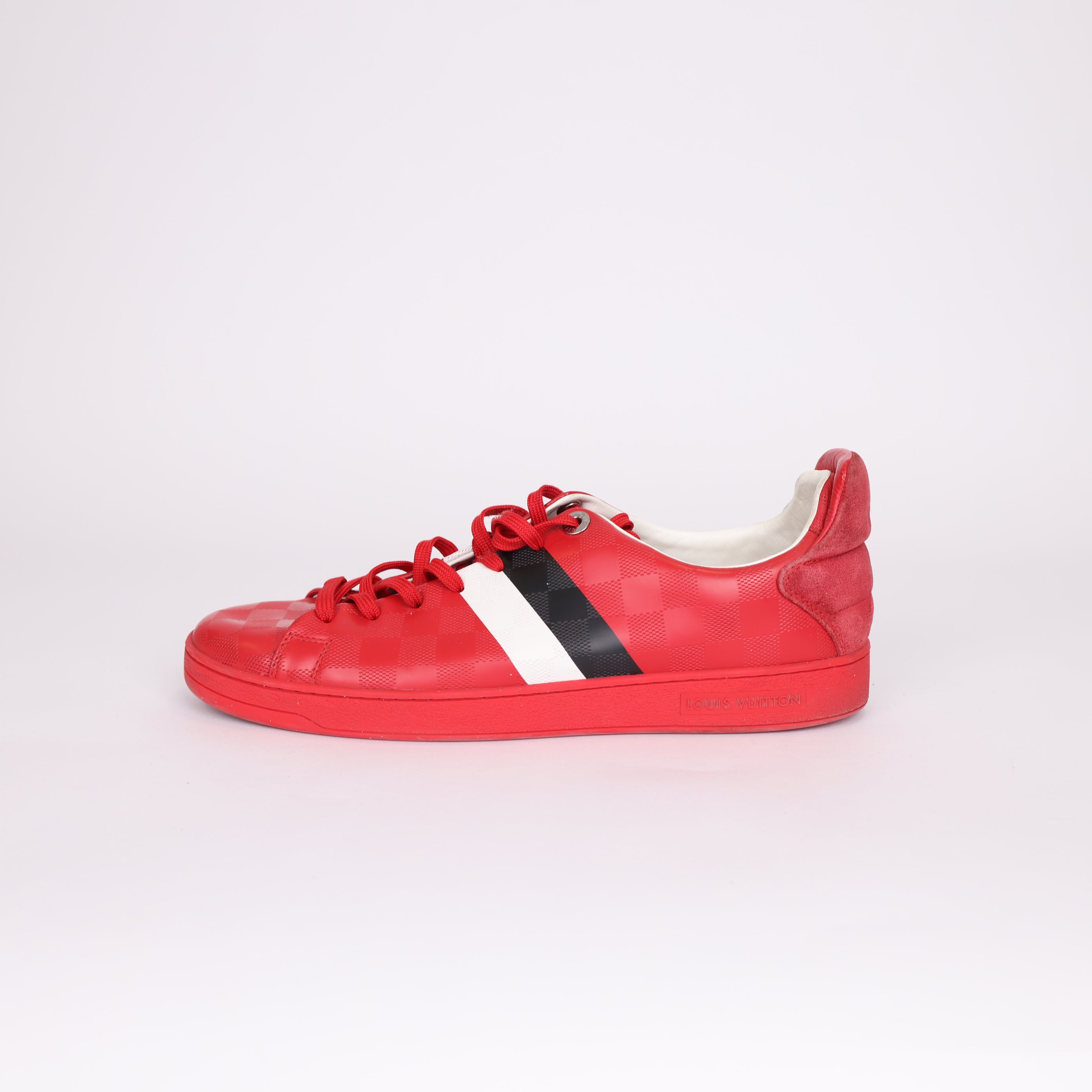 PRE OWNED- LV Louis Vuitton Red Checkerboard Sneakers MEN'S Size EU42/ UK8 J0559S22990