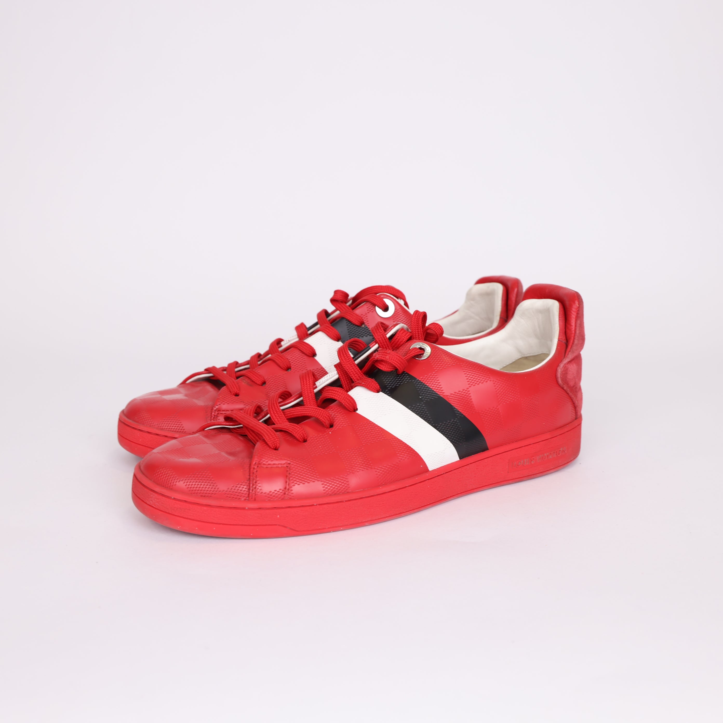 PRE OWNED- LV Louis Vuitton Red Checkerboard Sneakers MEN'S Size EU42/ UK8 J0559S22990