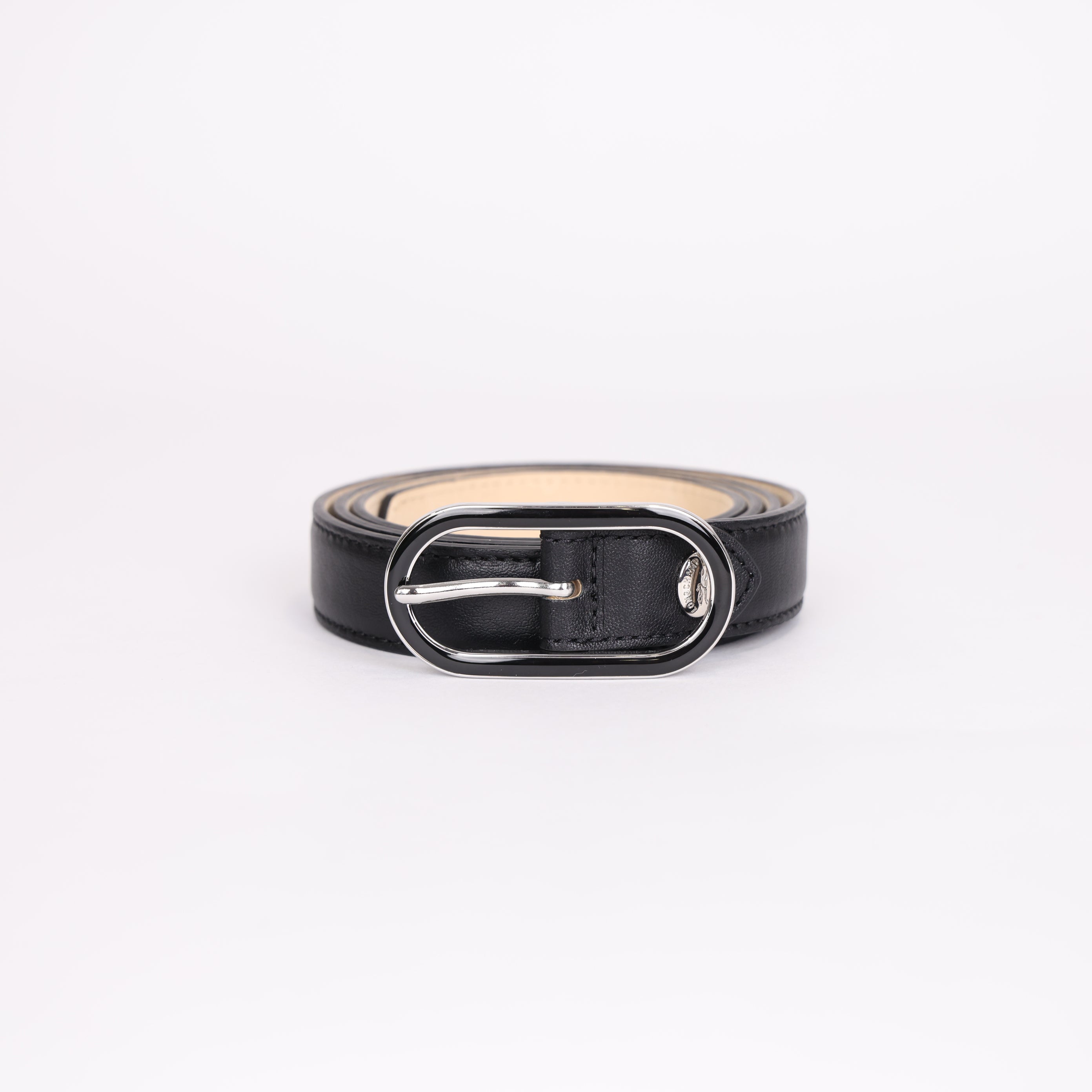 PRE OWNED- Longchamp Le Foulonné Ladies' belt Black - Leather
