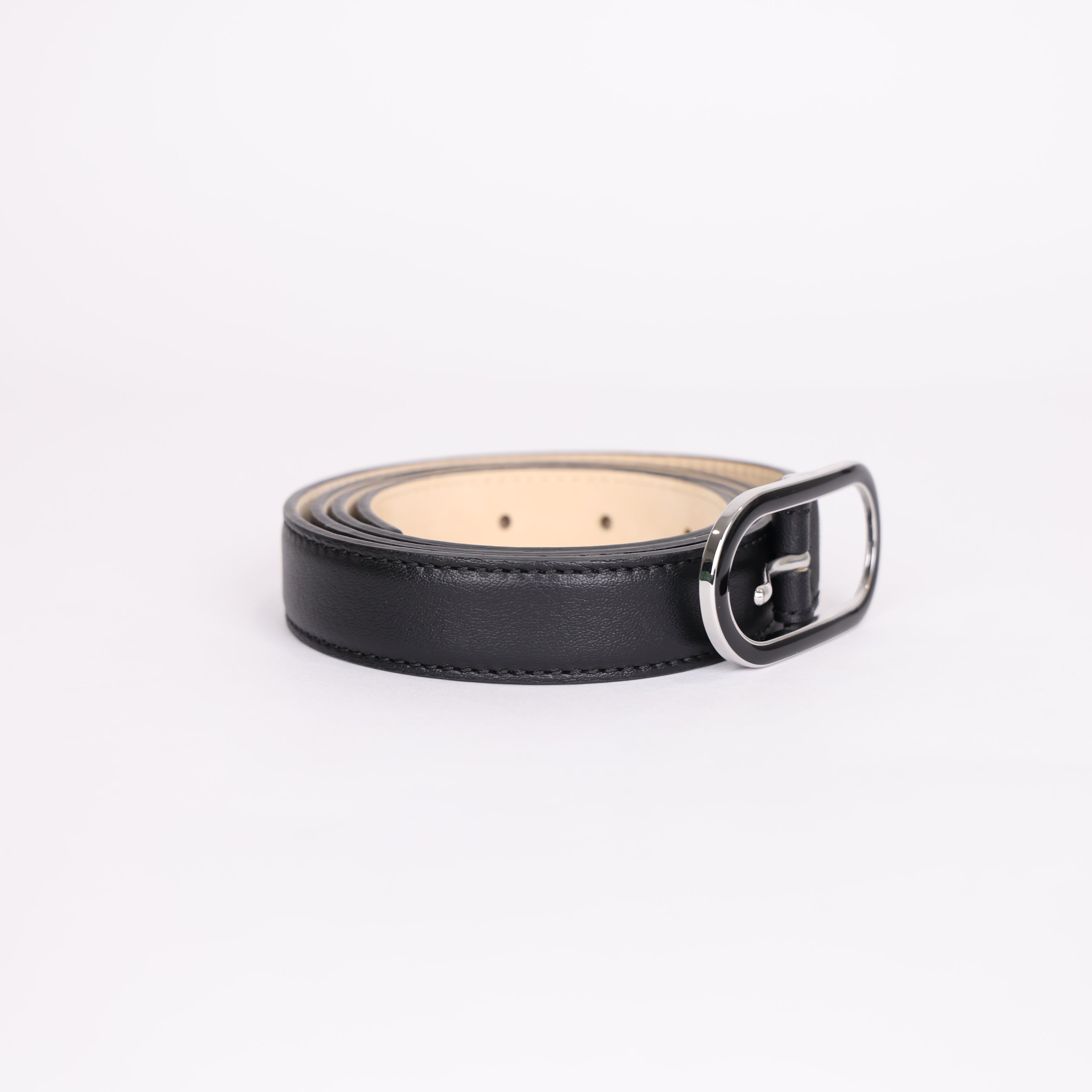 PRE OWNED- Longchamp Le Foulonné Ladies' belt Black - Leather