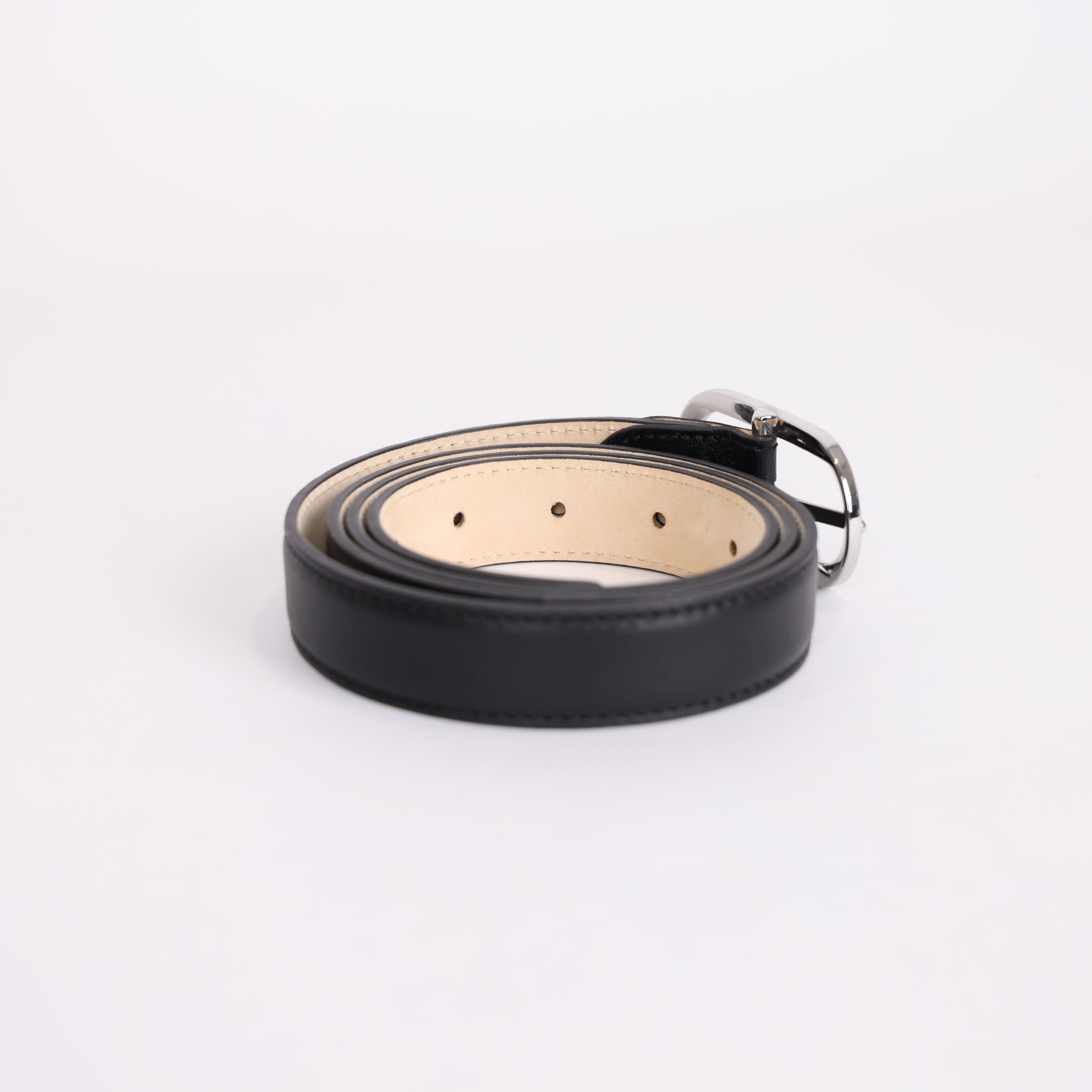 PRE OWNED- Longchamp Le Foulonné Ladies' belt Black - Leather