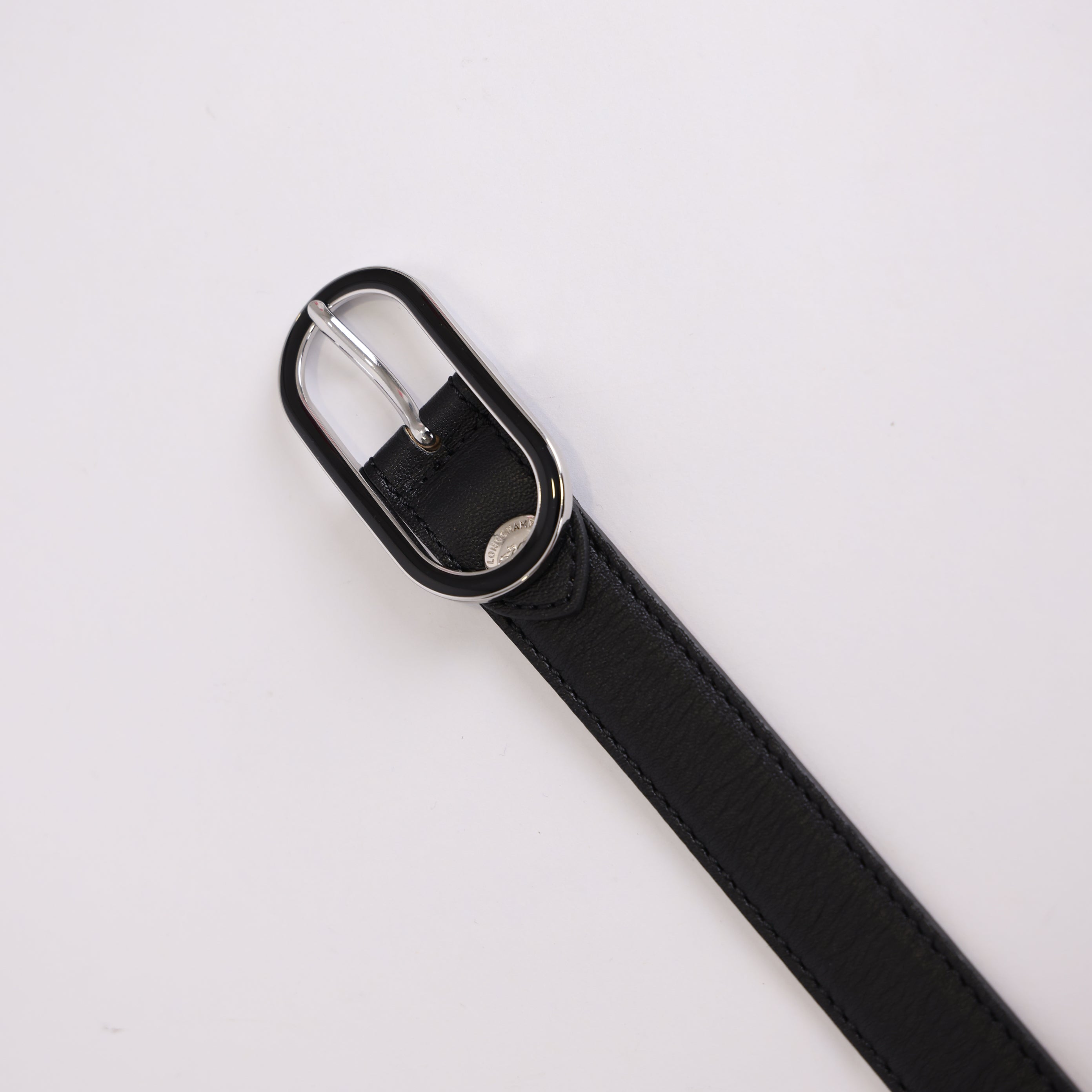 PRE OWNED- Longchamp Le Foulonné Ladies' belt Black - Leather