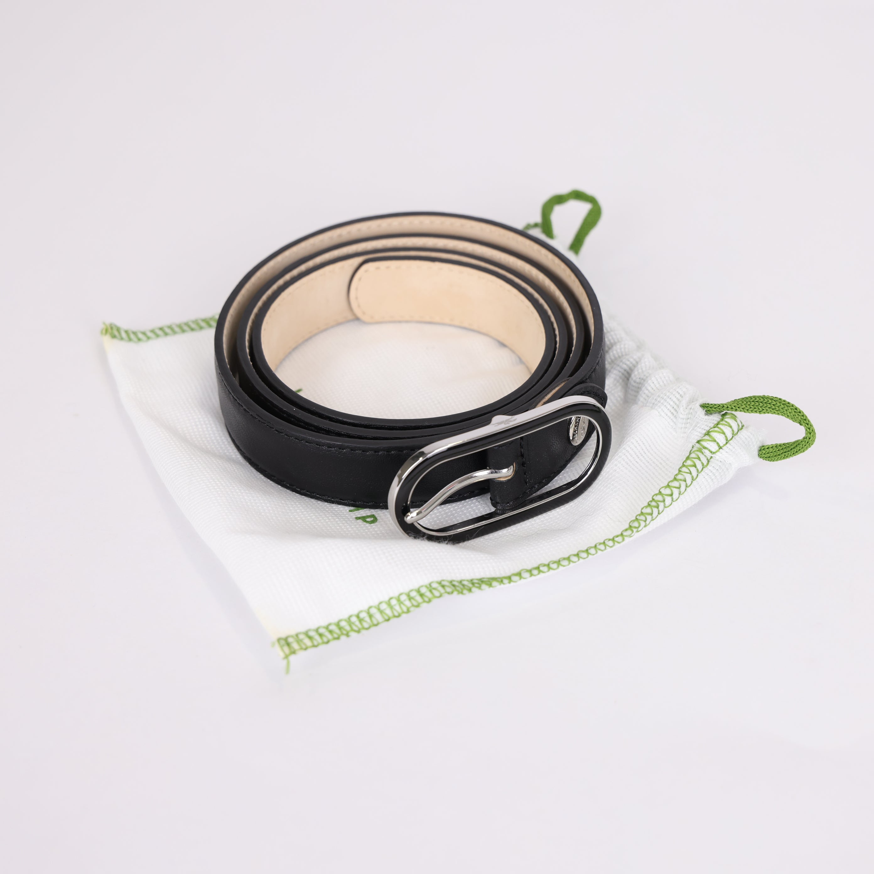 PRE OWNED- Longchamp Le Foulonné Ladies' belt Black - Leather