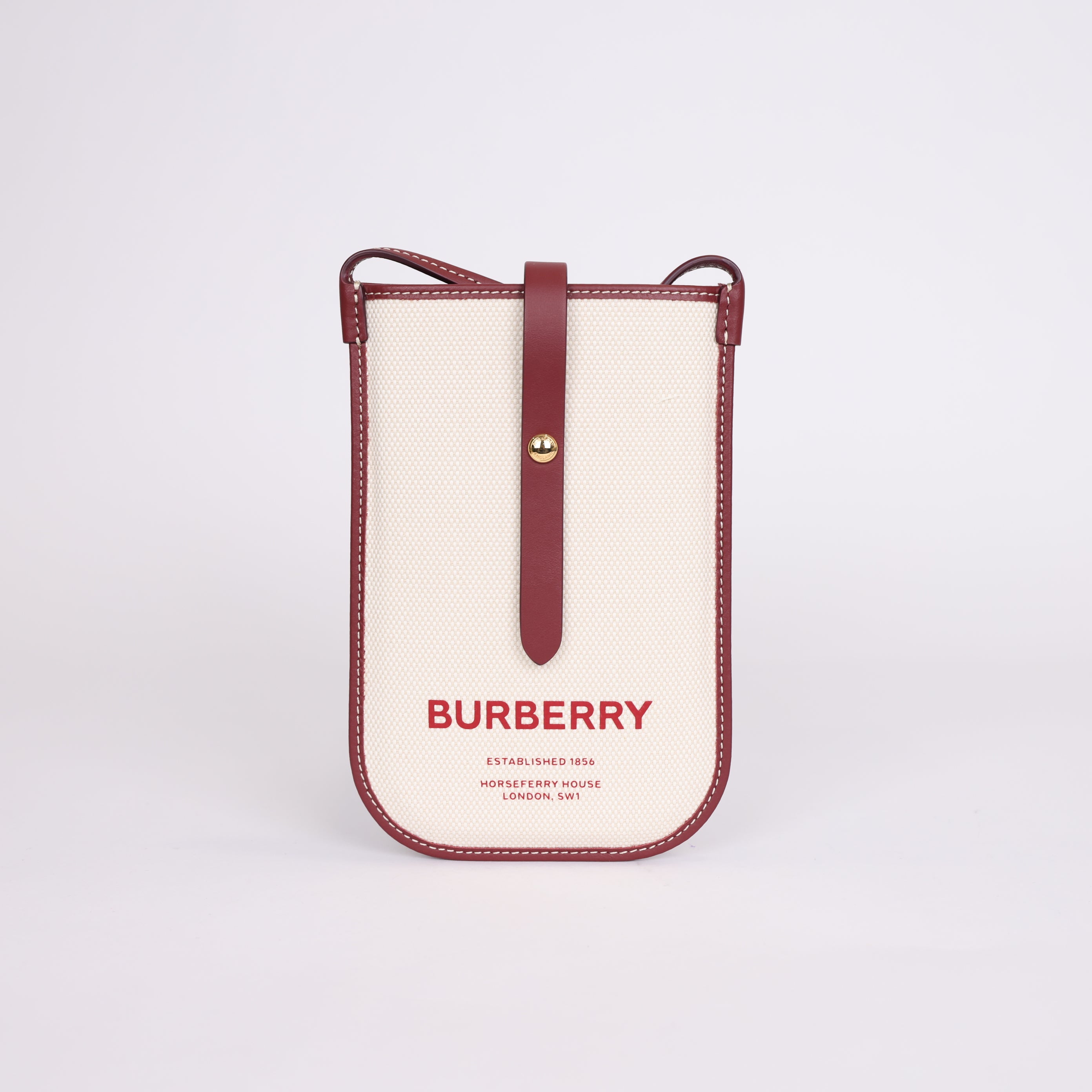 PRE OWNED- Burberry Leather Trimmed Canvas Crossbody Bag