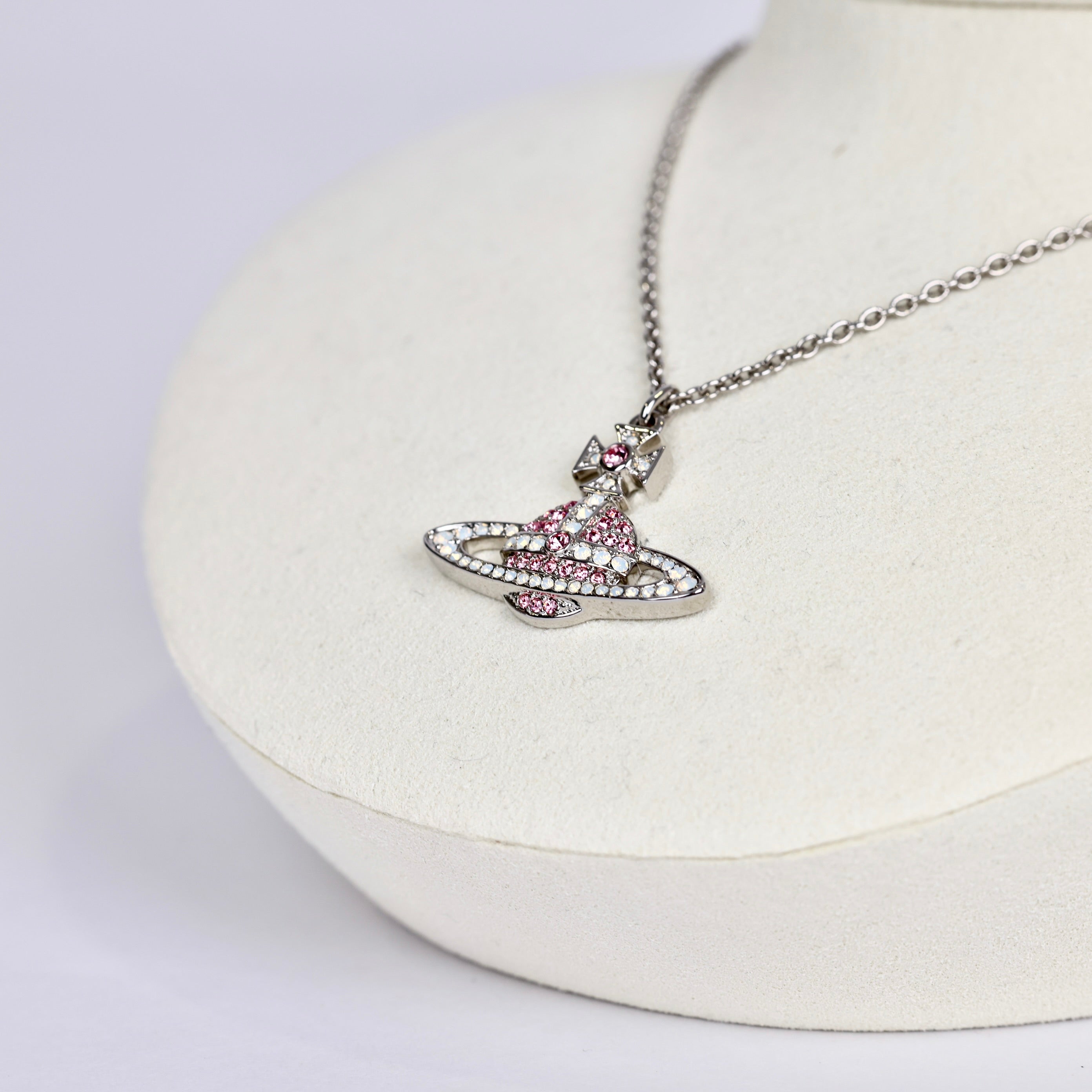 PRE OWNED- Vivienne Westwood Mini Bas Relief Silver Cubic Zirconia Pendant