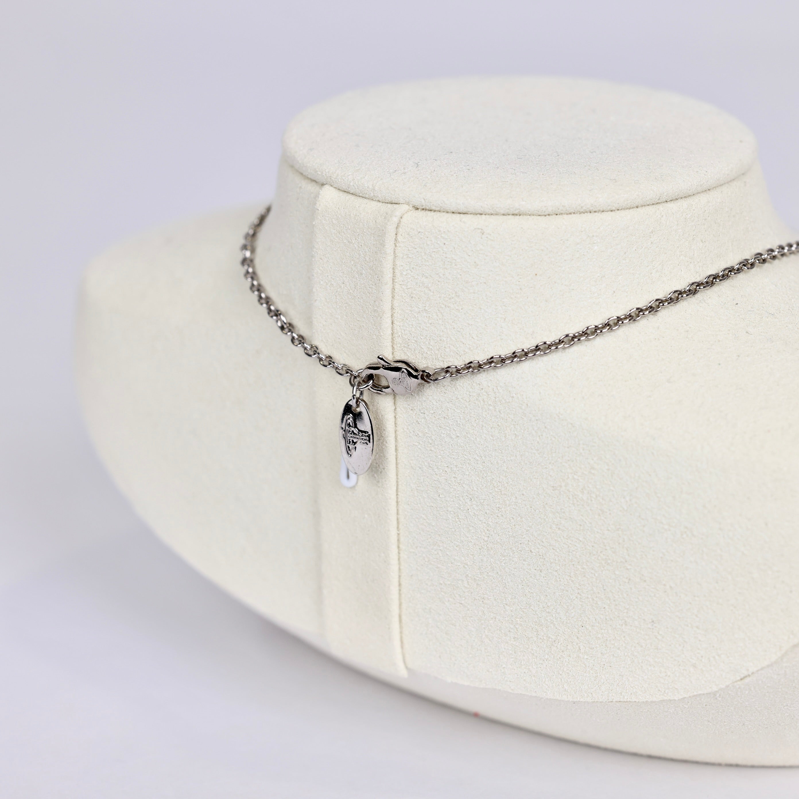 PRE OWNED- Vivienne Westwood Mini Bas Relief Silver Cubic Zirconia Pendant