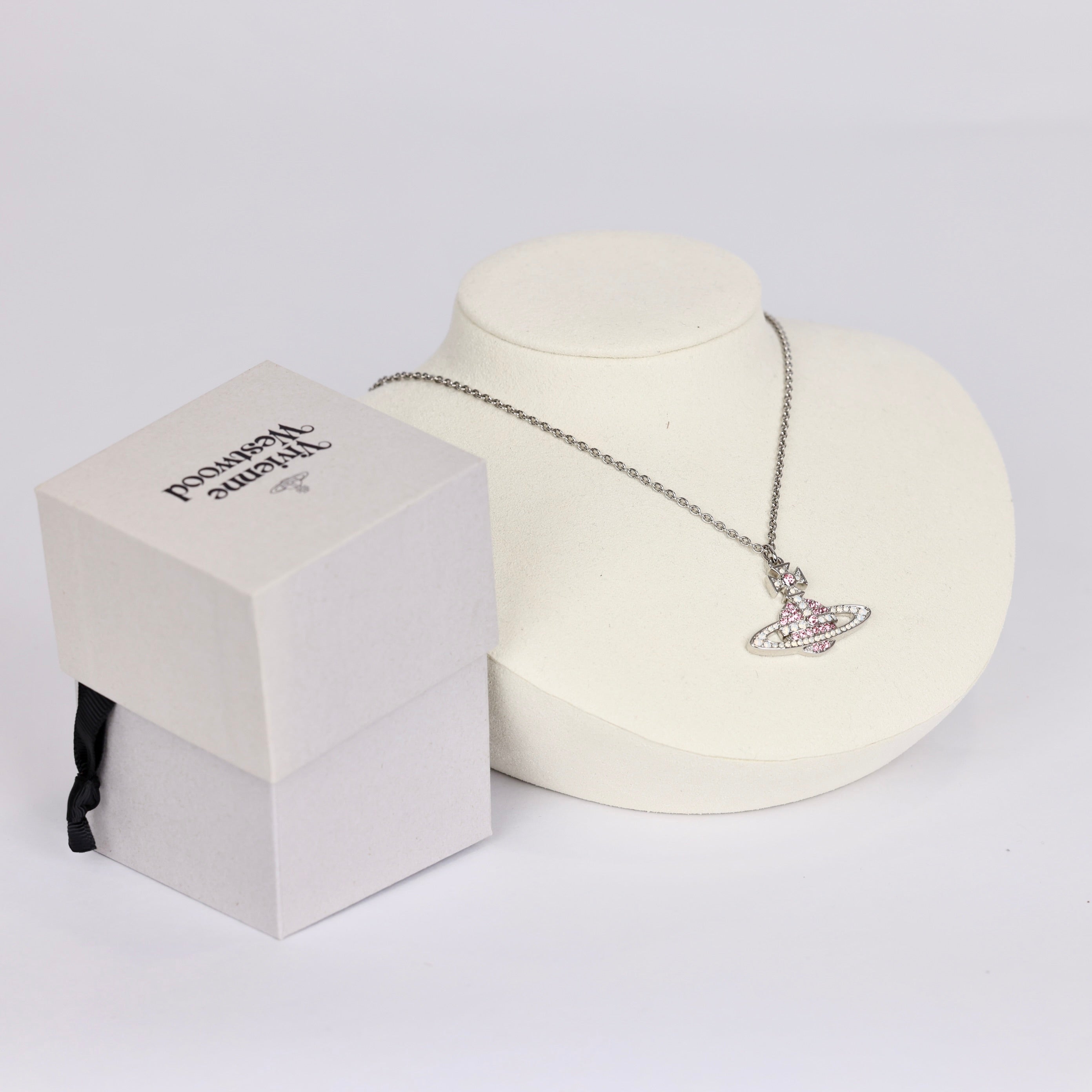 PRE OWNED- Vivienne Westwood Mini Bas Relief Silver Cubic Zirconia Pendant