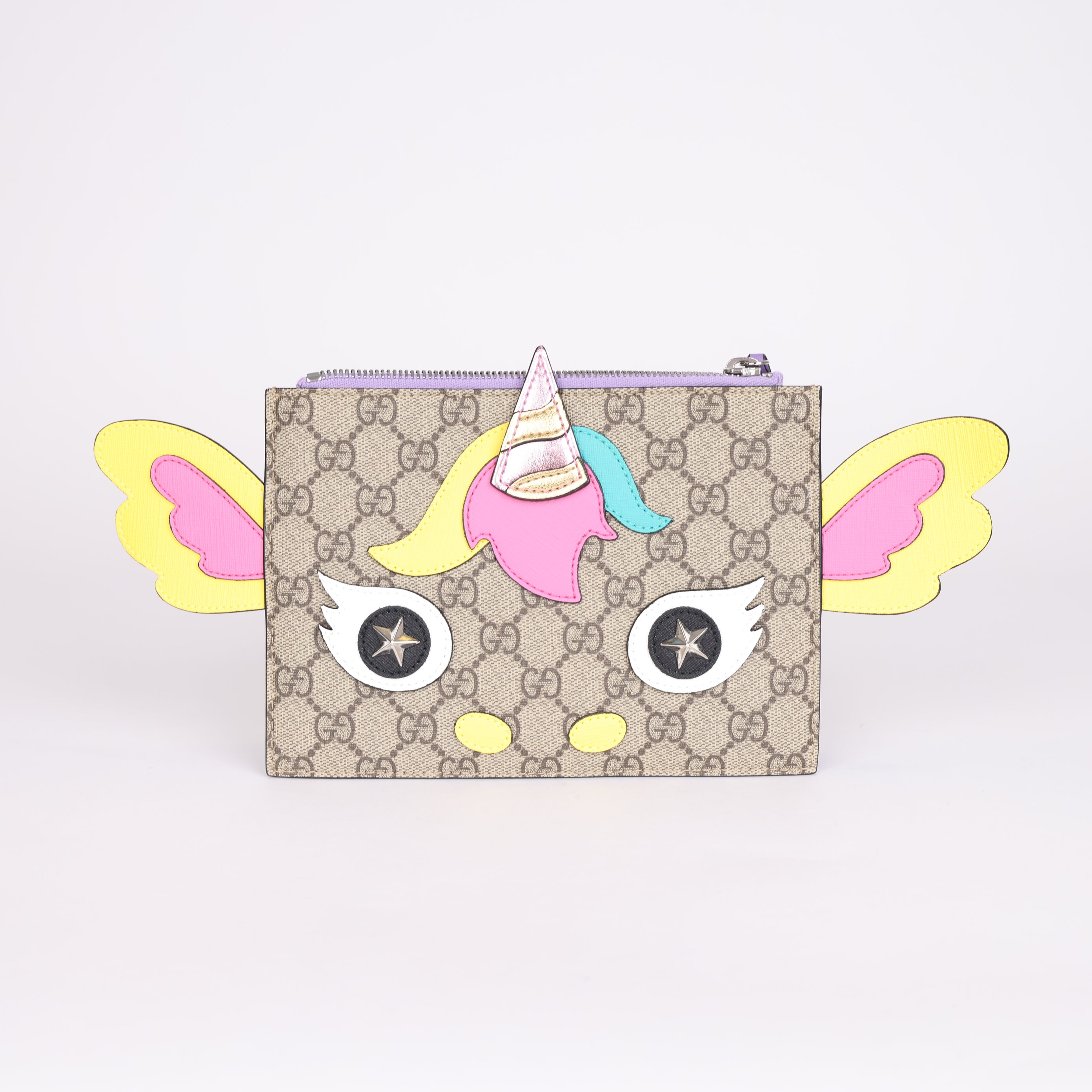 PRE OWNED-Gucci GG Supreme Unicorn Pouch