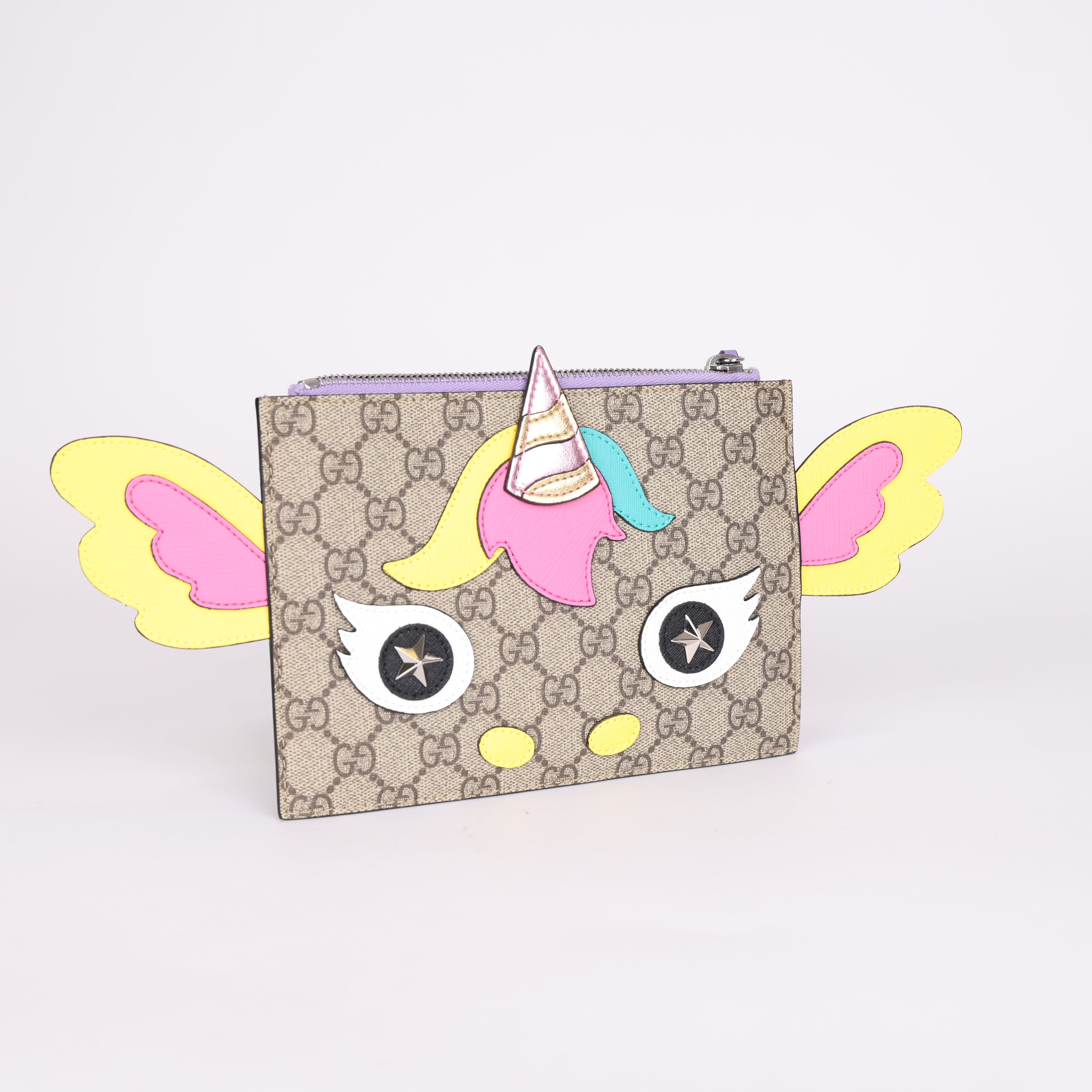 PRE OWNED-Gucci GG Supreme Unicorn Pouch
